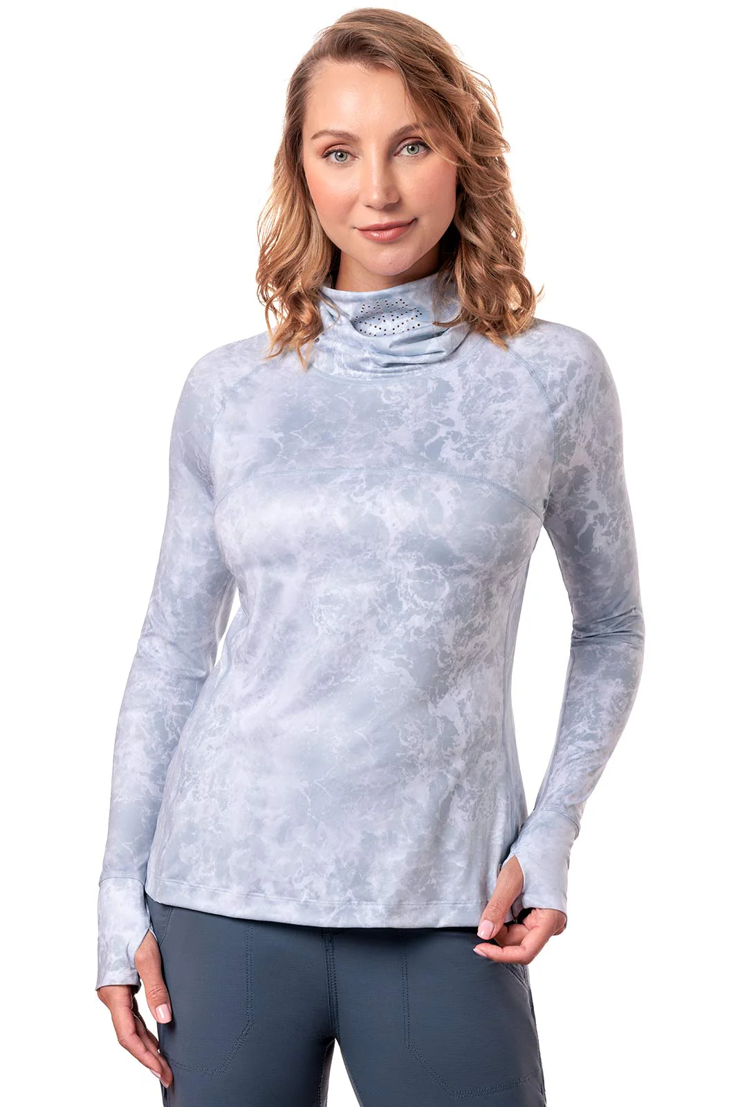 Women's Paros Vented Fishing T-Shirt | Grey Water Print - Image 3