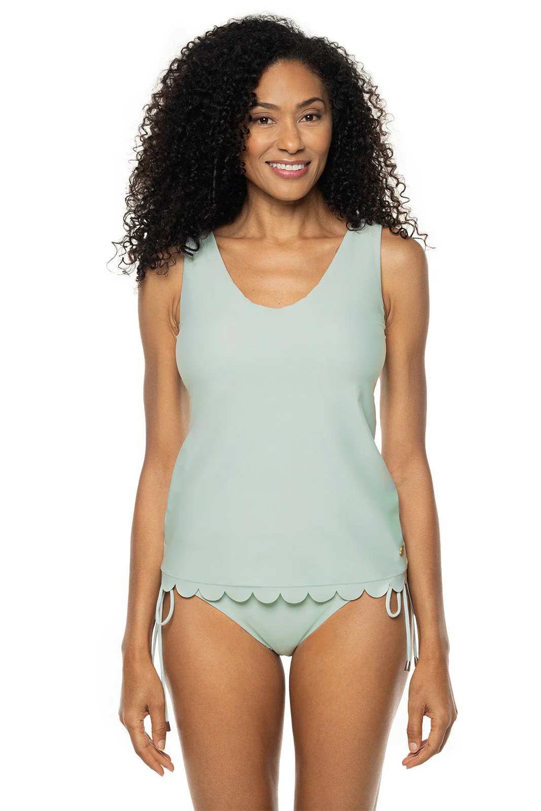 Women's Acropora Tankini with Scallop Detail | Misty Aqua - Image 2
