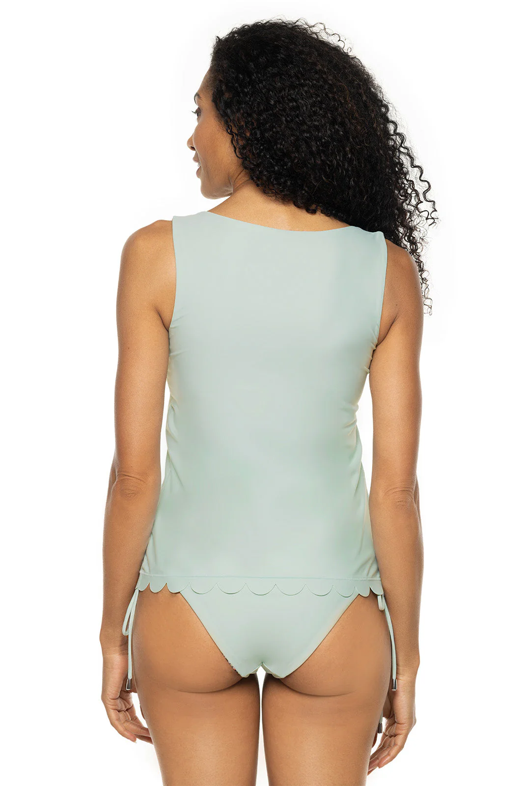 Women's Acropora Tankini with Scallop Detail | Misty Aqua - Image 3