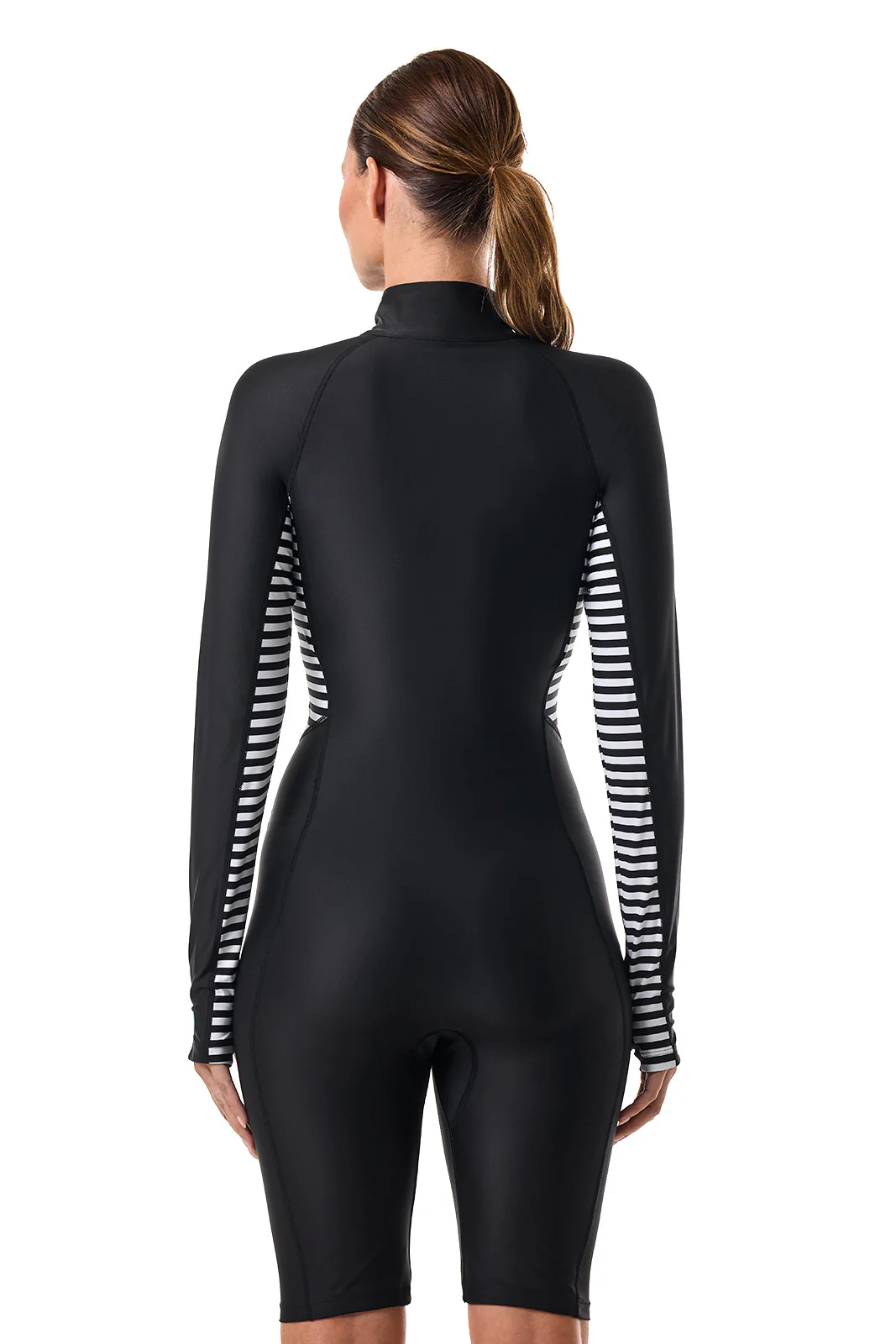 Women's Alana Knee Length Long Sleeve Swimsuit | Black Colorblock - Image 4