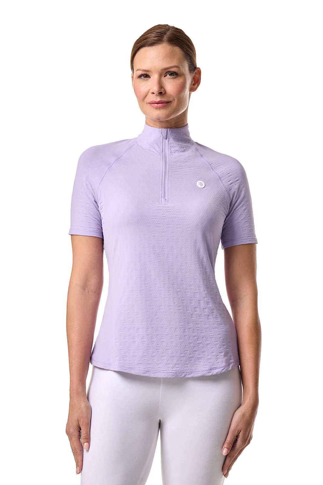 Women's Albatross Elbow Sleeve Mock Neck Top | Lavendula Diamond Jacquard - Image 2