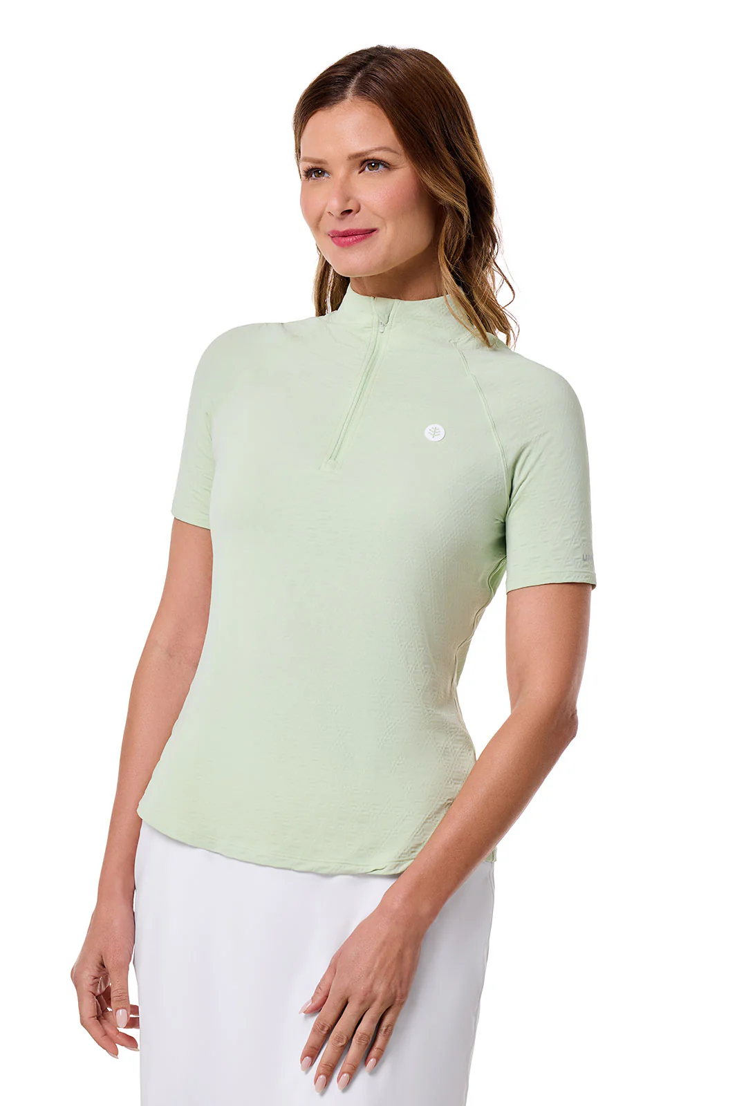 Women's Albatross Elbow Sleeve Mock Neck Top | Seedling Diamond Jacquard - Image 3