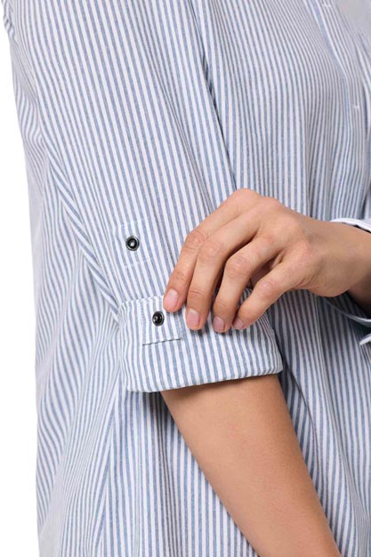 Women's Amara Smart Long Sleeve Shirt | White/Navy Stripe - Image 8
