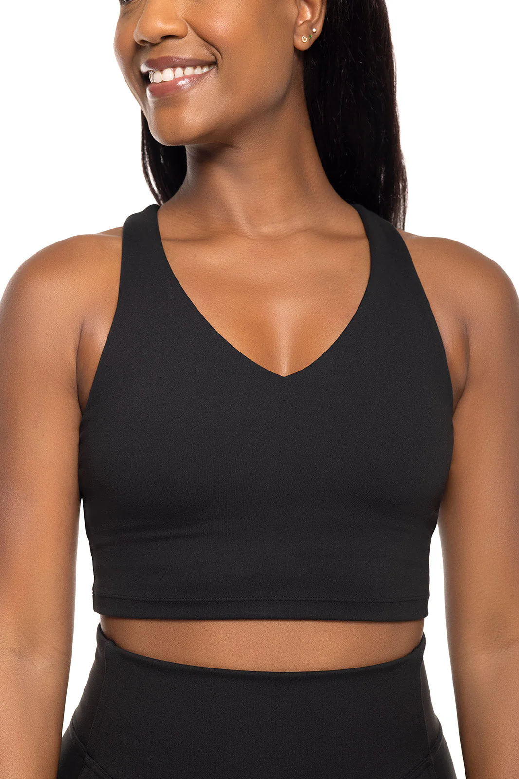 Women's Ananda Long Line Yoga Sports Bra | Black - Image 6