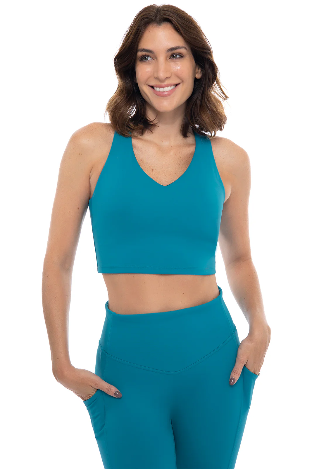 Women's Ananda Long Yoga Sports Bra | Tahitian Teal - Image 3