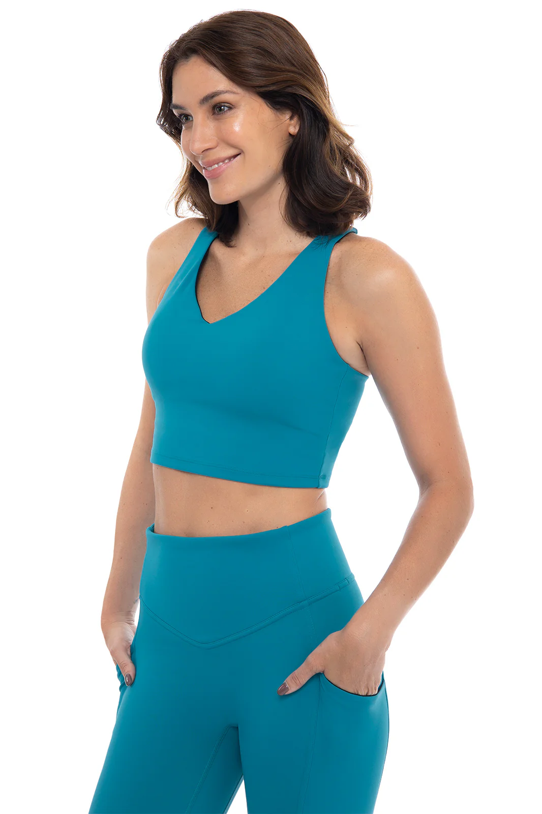 Women's Ananda Long Yoga Sports Bra | Tahitian Teal - Image 4