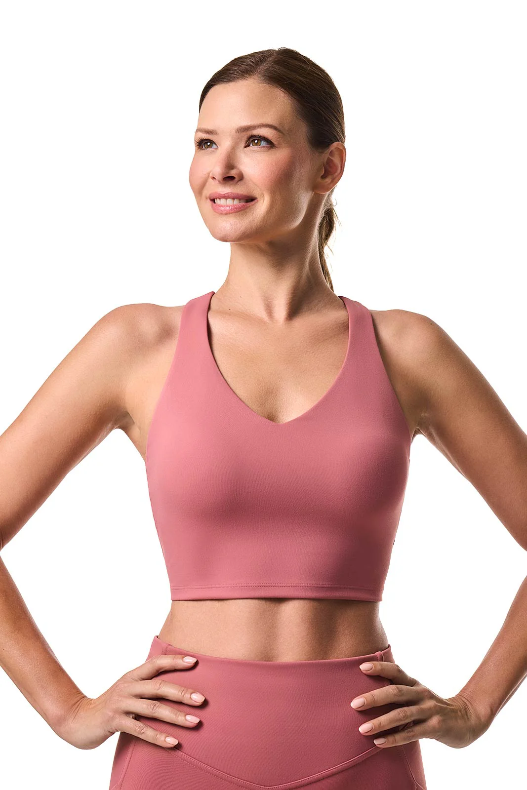 Women's Ananda Long Line Yoga Sports Bra | Terracotta Rose - Image 3