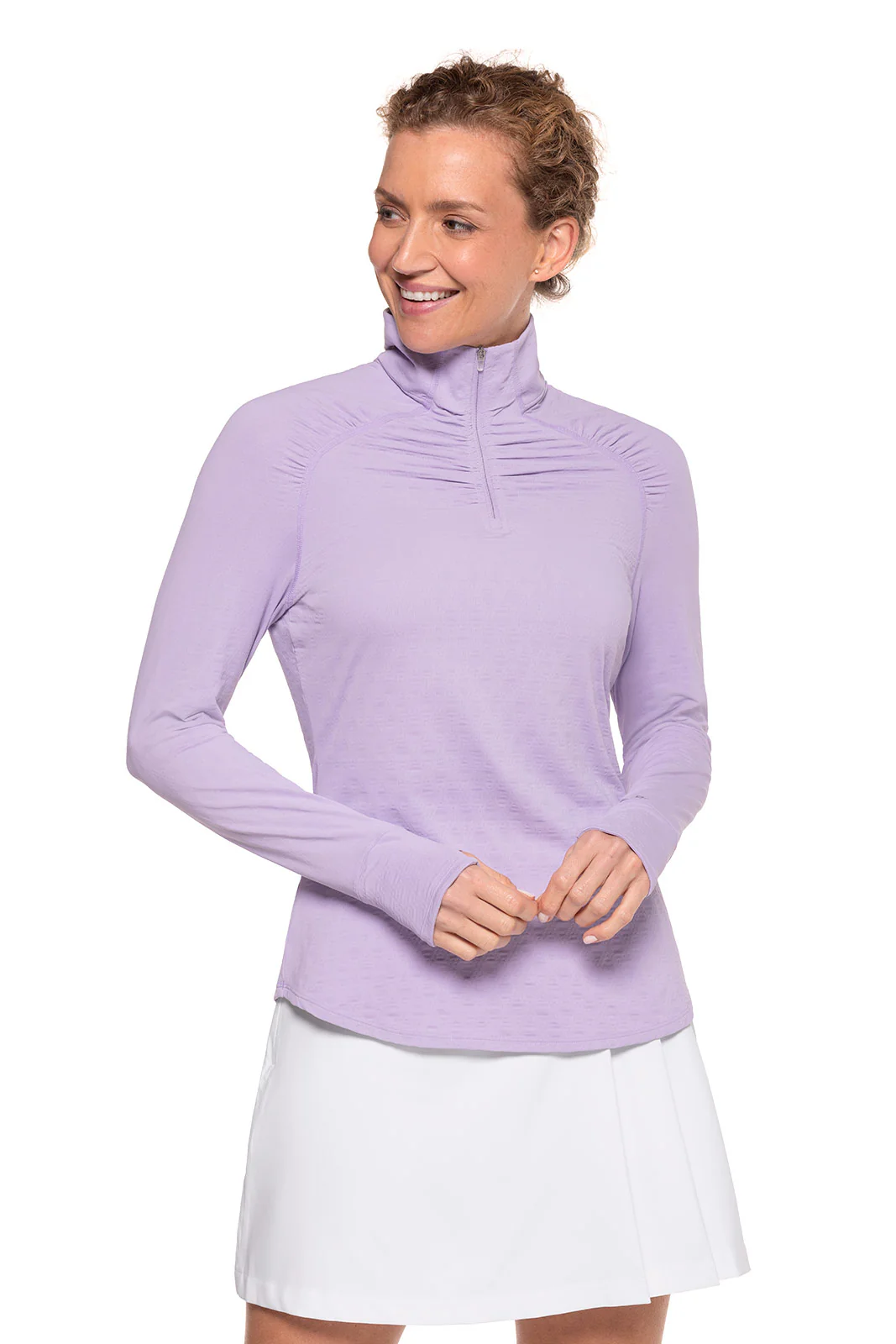 Women's Arabella Quarter-Zip Golf Shirt | Lavendula Diamond Jacquard - Image 7