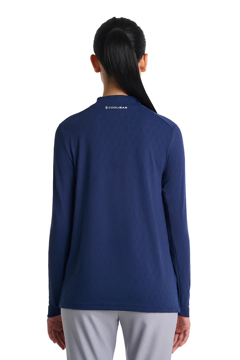 Women's Arabella Quarter-Zip Golf Shirt | Navy Diamond Jacquard - Image 5
