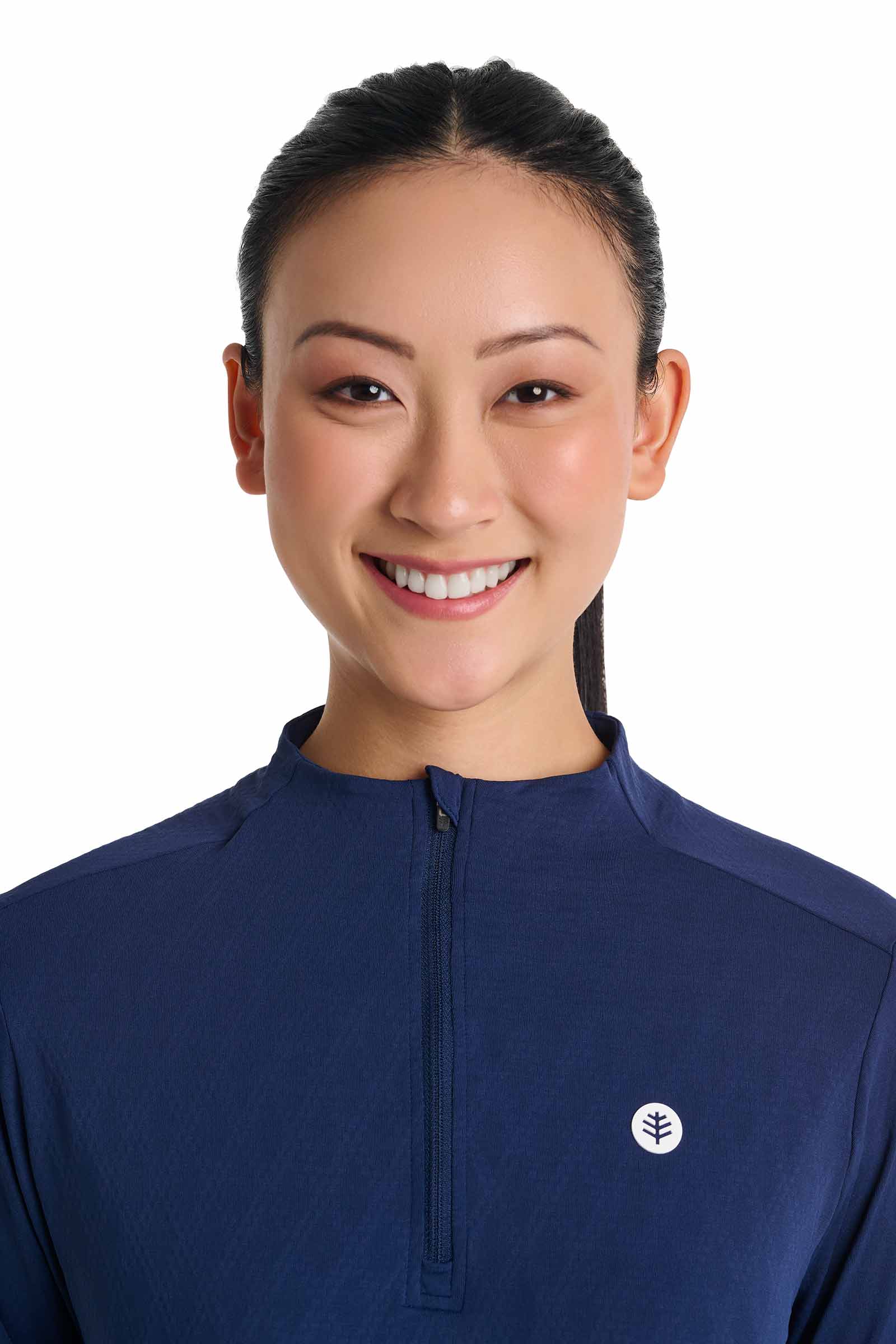 Women's Arabella Quarter-Zip Golf Shirt | Navy Diamond Jacquard - Image 6