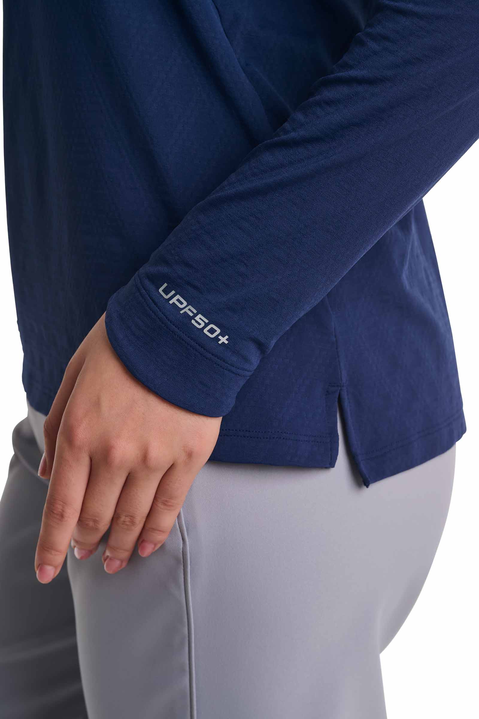 Women's Arabella Quarter-Zip Golf Shirt | Navy Diamond Jacquard - Image 9