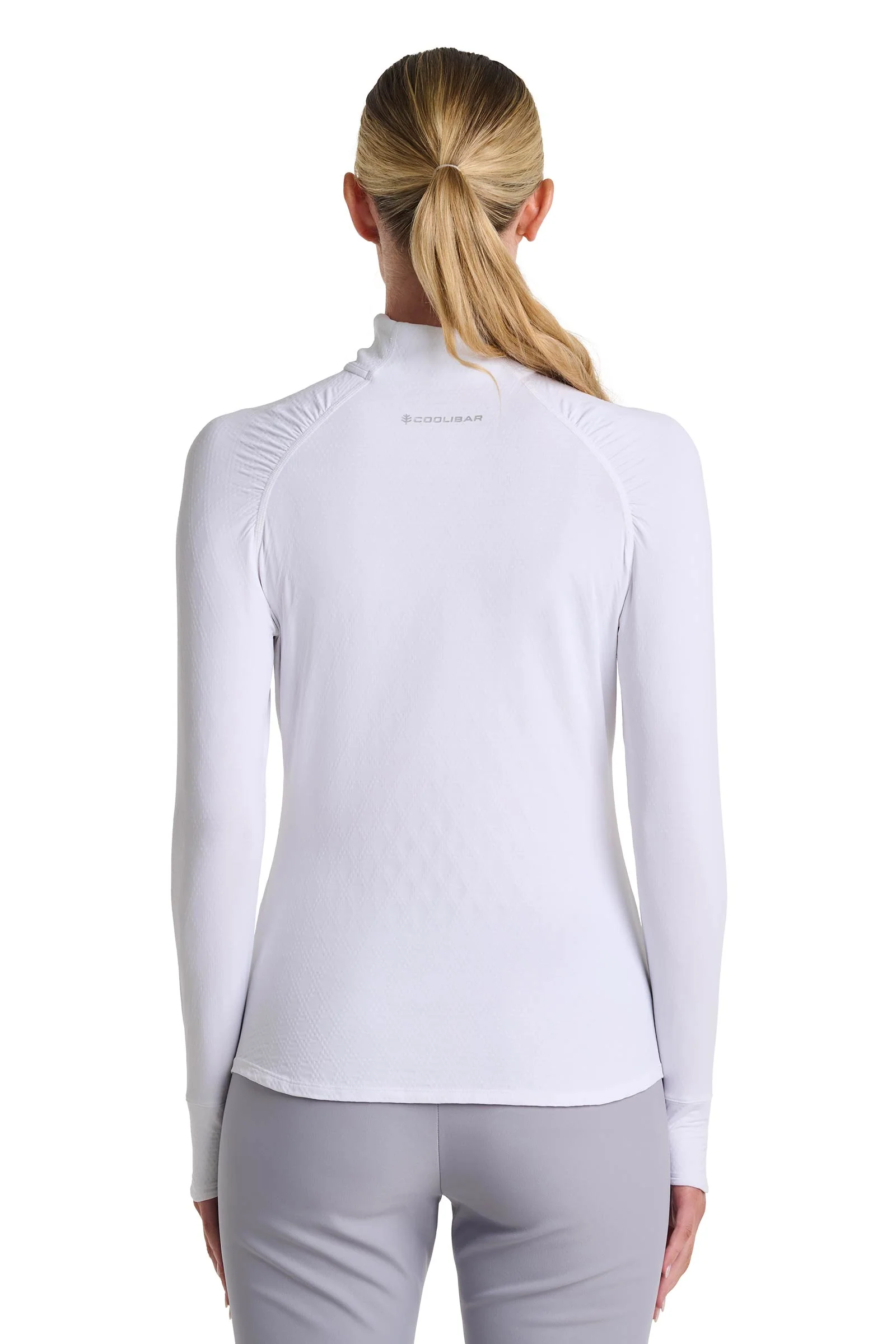Women's Arabella Quarter-Zip Golf Shirt | White Diamond Jacquard - Image 3