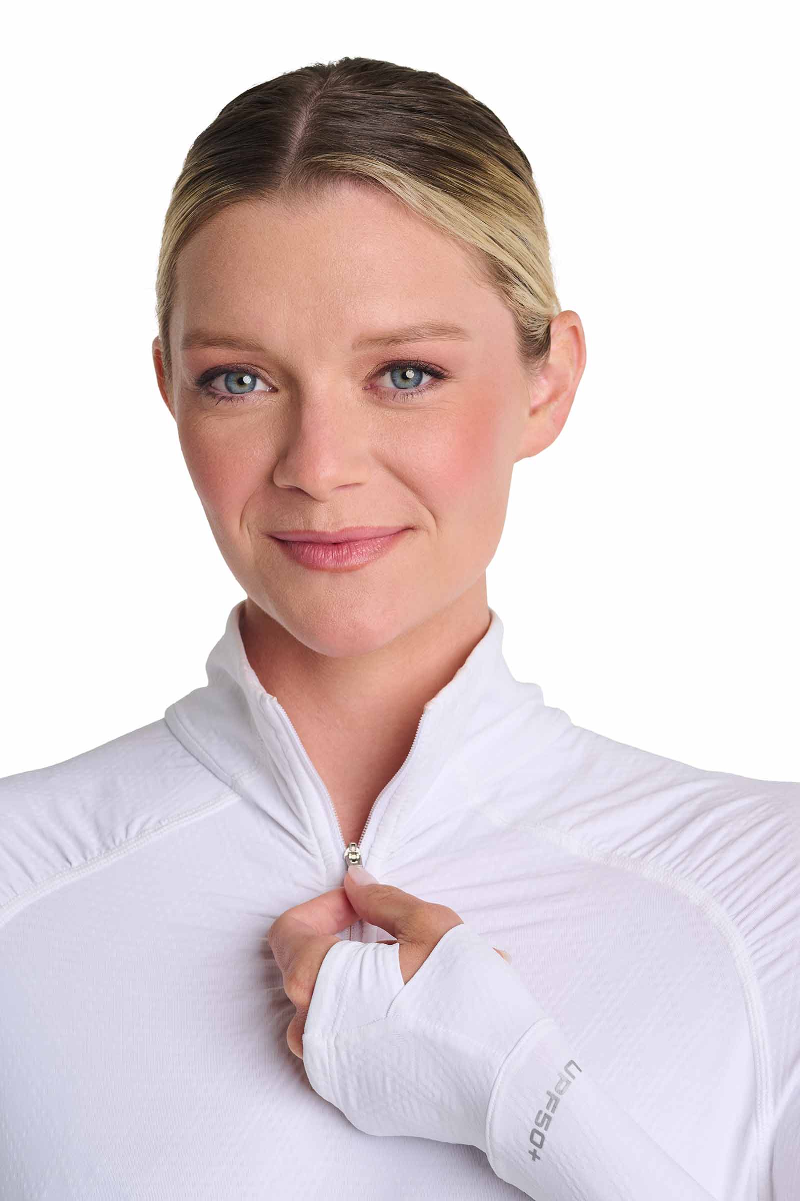 Women's Arabella Quarter-Zip Golf Shirt | White Diamond Jacquard - Image 5