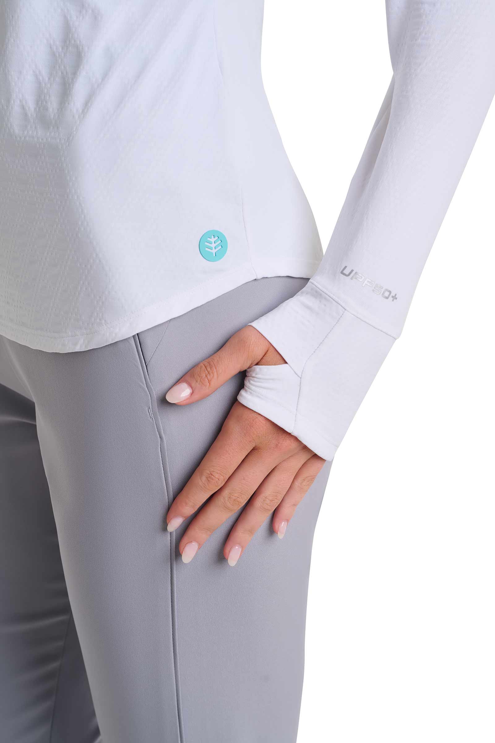 Women's Arabella Quarter-Zip Golf Shirt | White Diamond Jacquard - Image 7