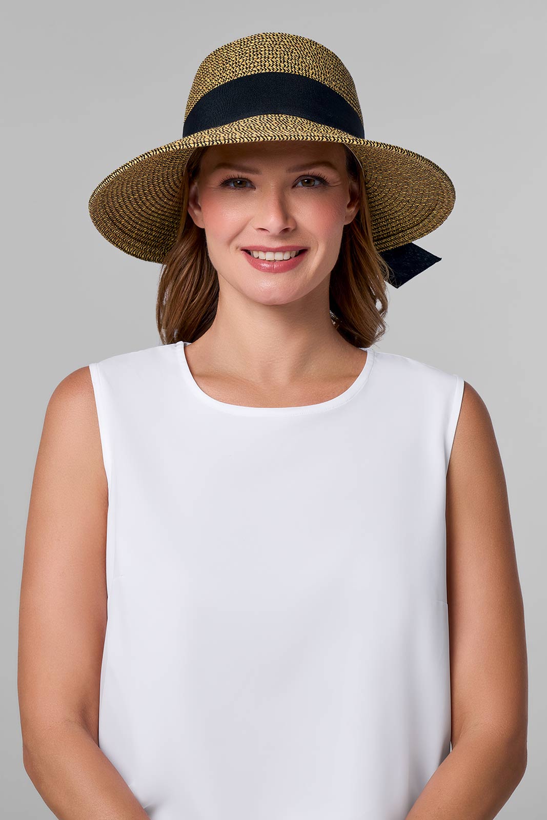 Clara Wide Brim Hat with Ribbon | Coffee - Image 2