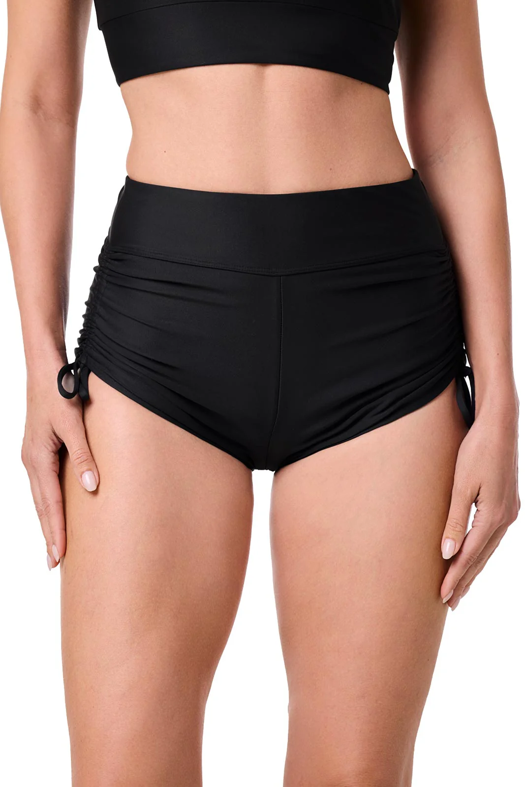 Women's Bayshore Ruched Swim Shorts | Black - Image 3