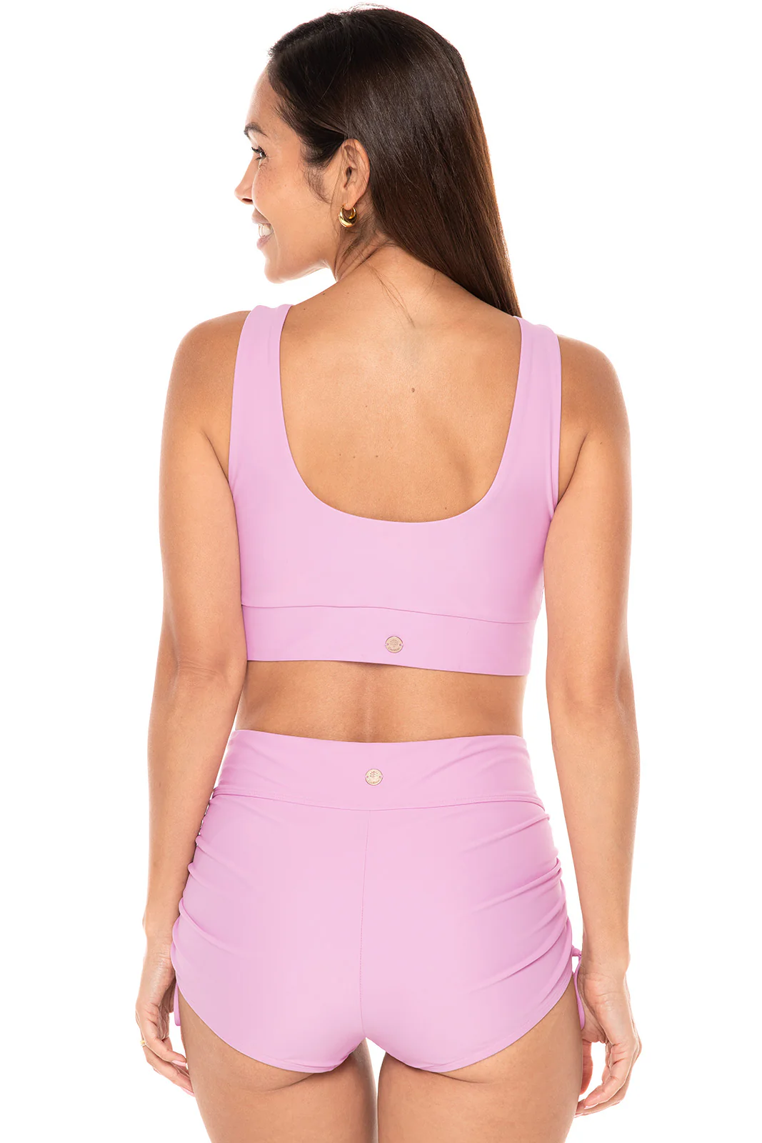 Women's Bayshore Ruched Swim Shorts | Peony Pink - Image 3