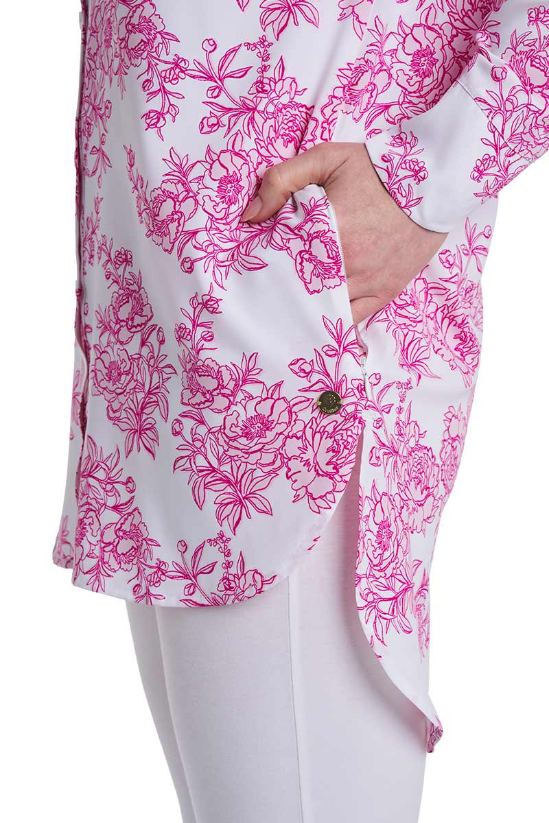 Women's Palma Aire Beach Long Sleeve Shirt | Fuchsia Bouquet - Image 5