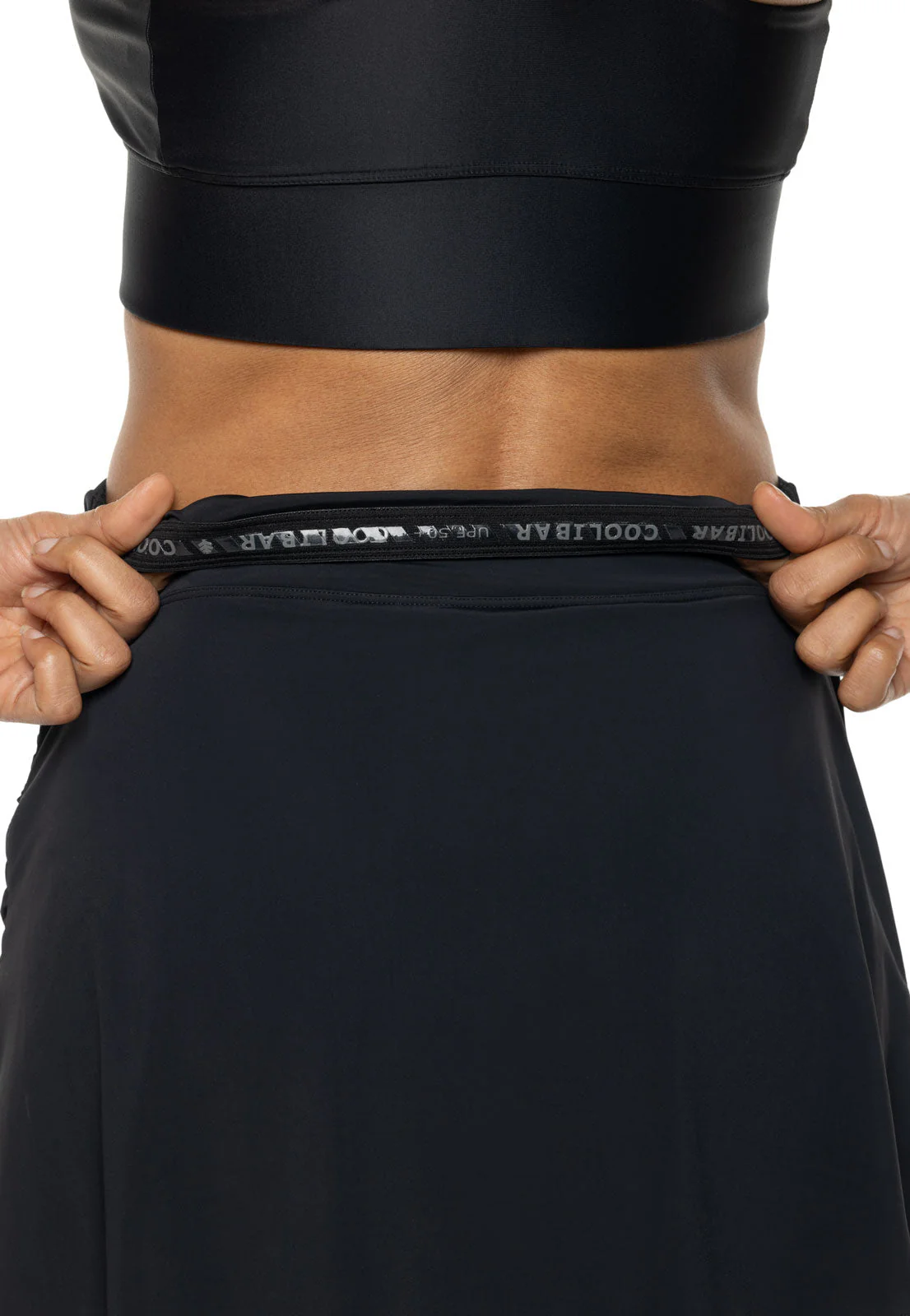 Women's Big Wave Swim Skort with Wrap Detail | Black - Image 7