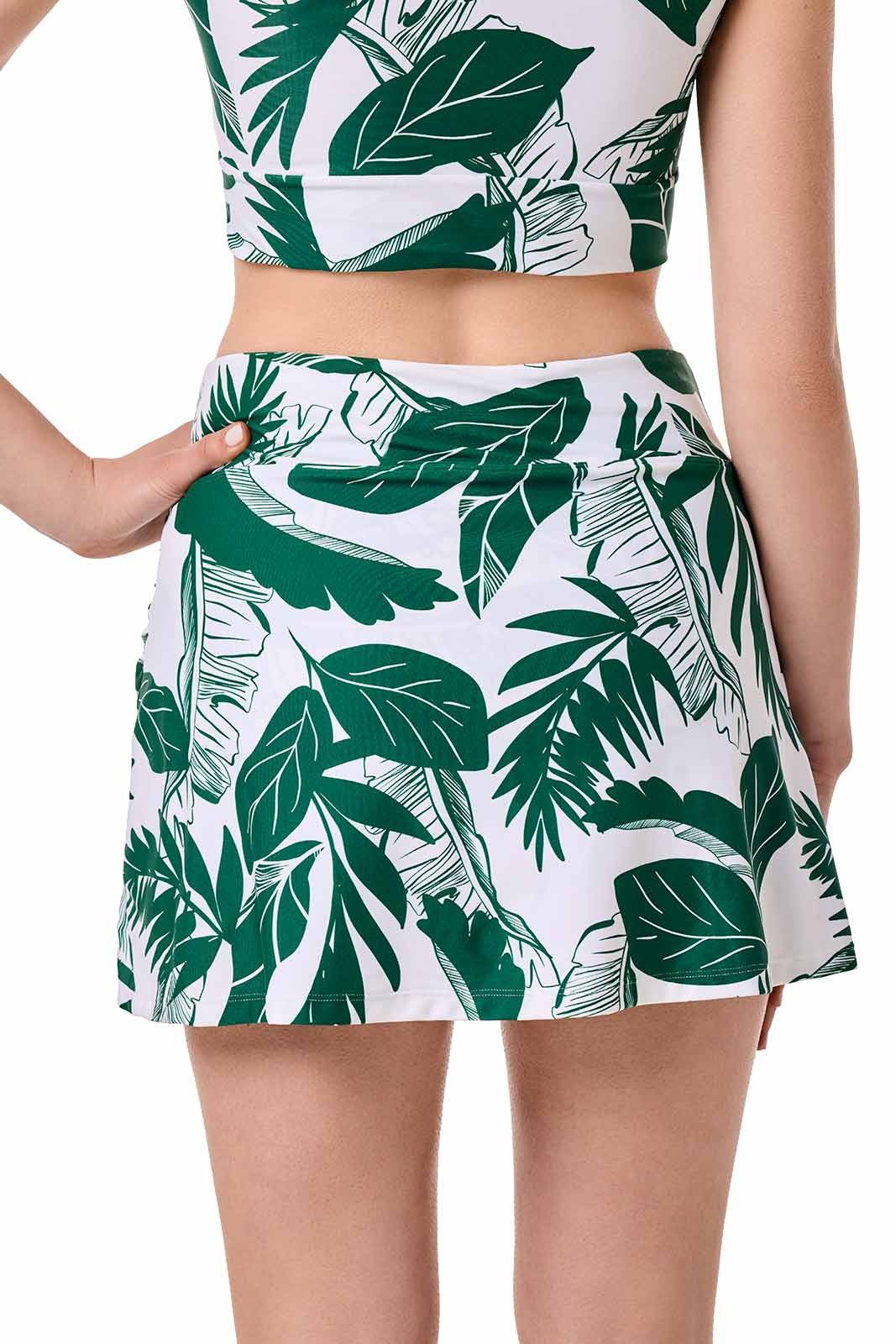 Women's Big Wave Swim Skort with Wrap Detail | Eden Green Palm Paradise - Image 4