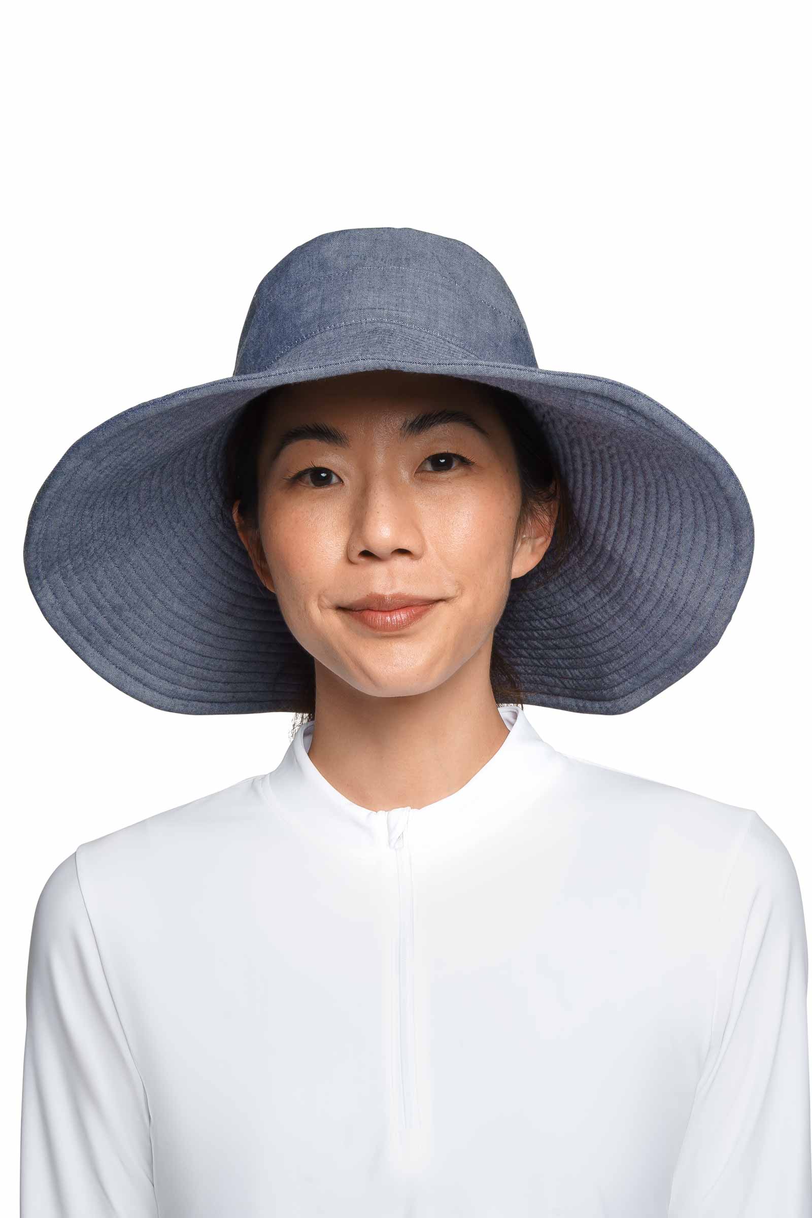 Women's Brittany Beach Hat | Denim Blue Chambray - Image 2