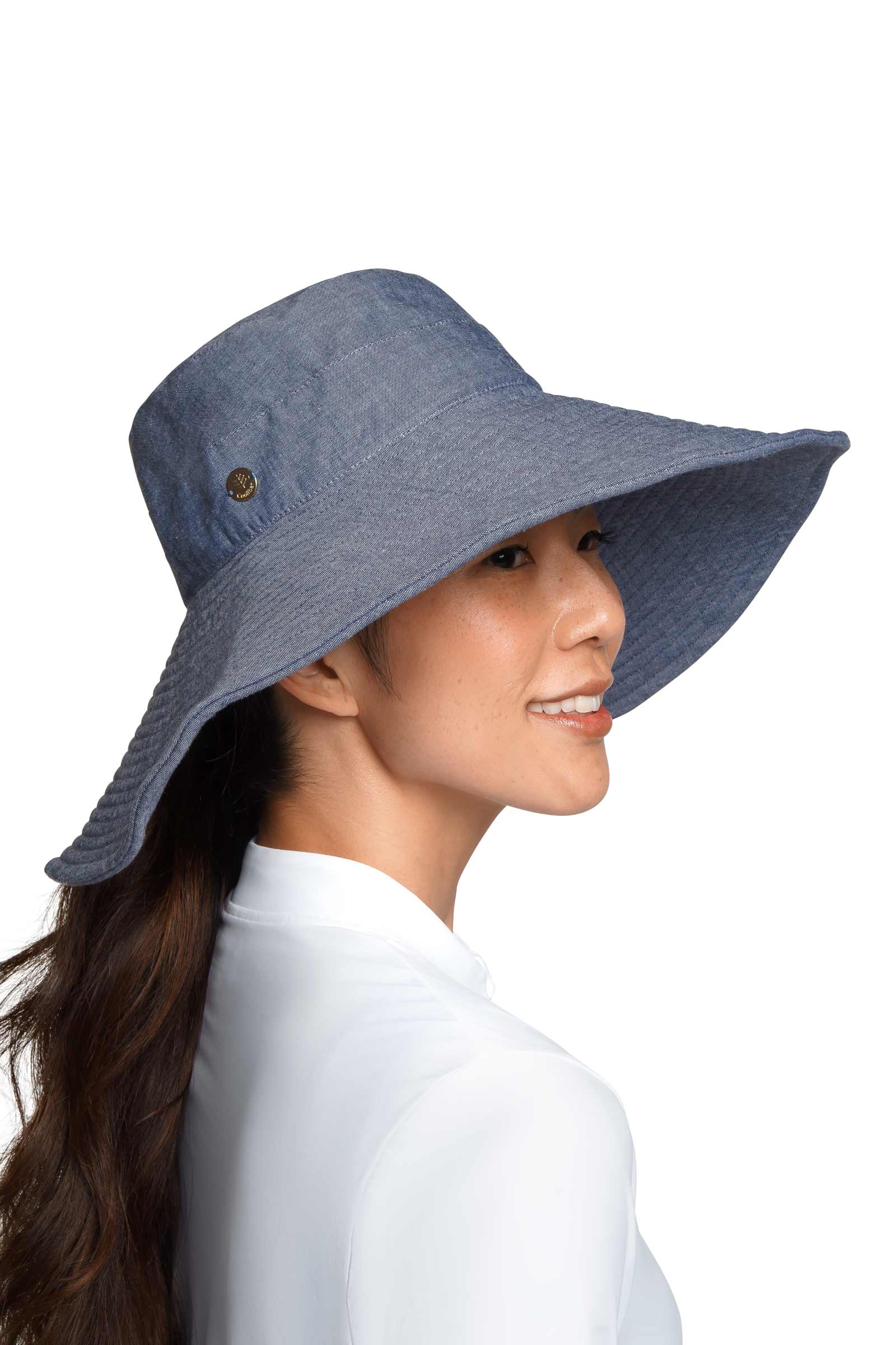 Women's Brittany Beach Hat | Denim Blue Chambray - Image 3