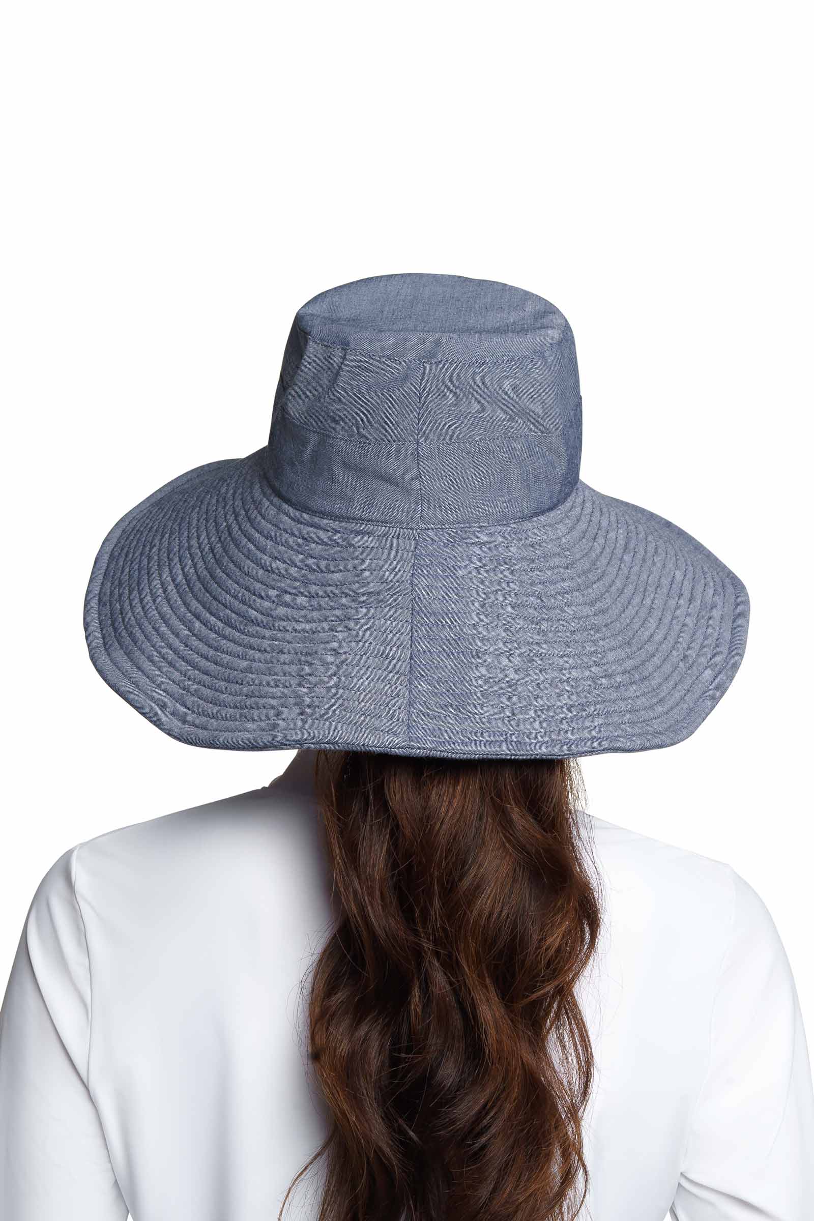 Women's Brittany Beach Hat | Denim Blue Chambray - Image 5