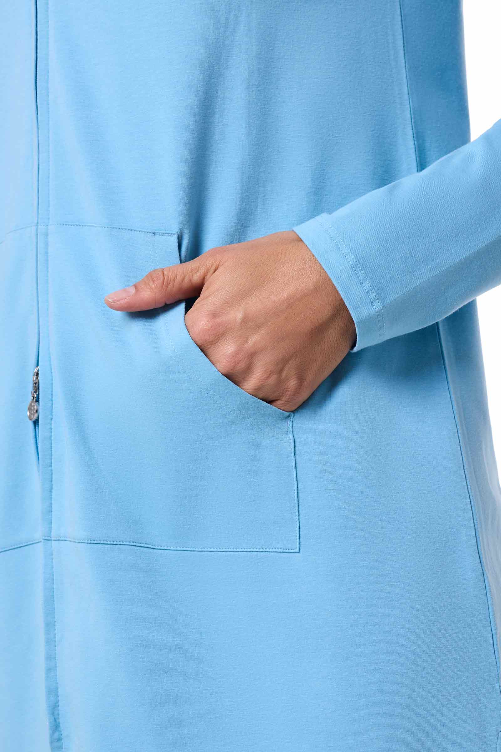 Women's Cabana Long Zip-Up Hoodie | Arctic Blue - Image 5