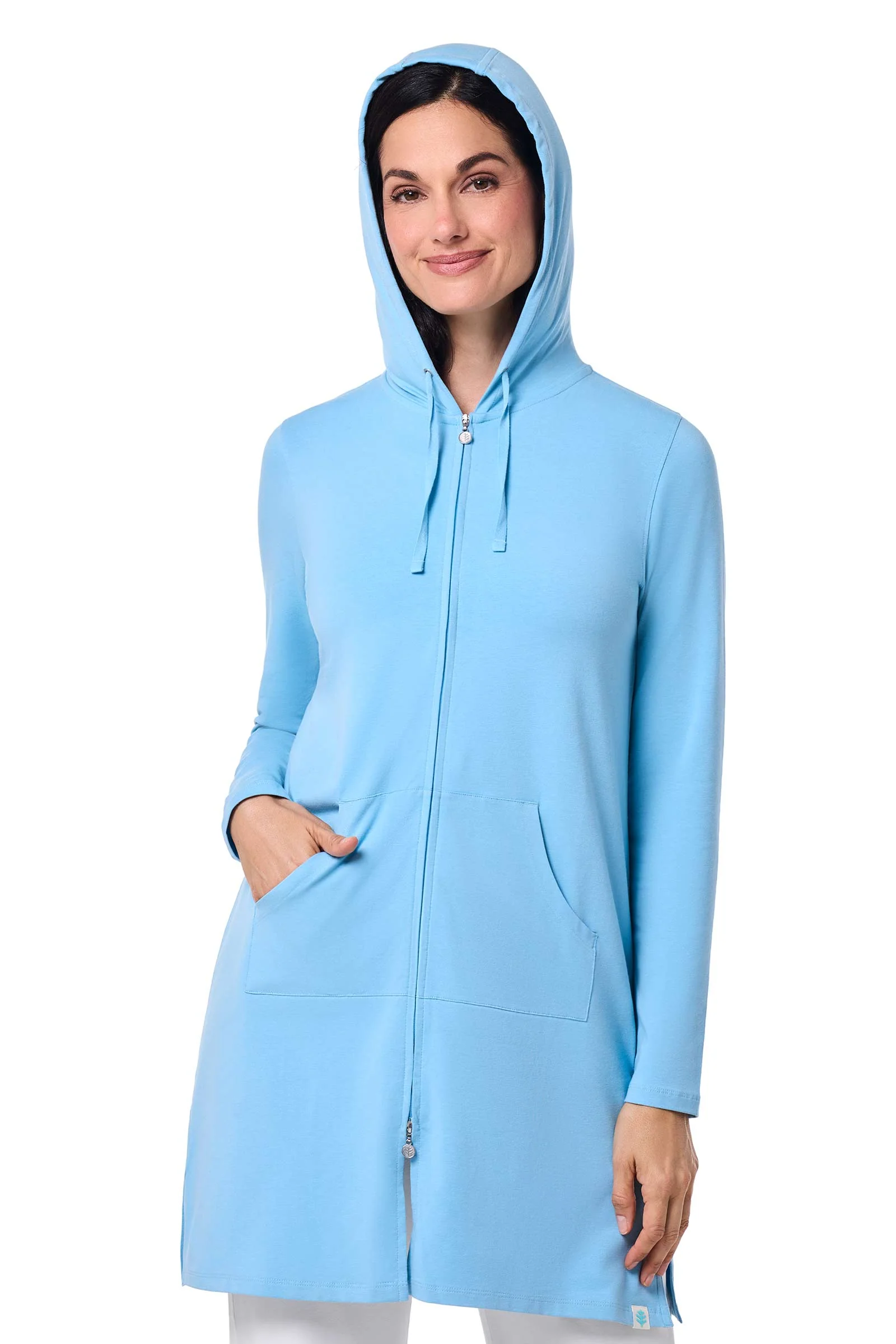 Women's Cabana Long Zip-Up Hoodie | Arctic Blue - Image 7