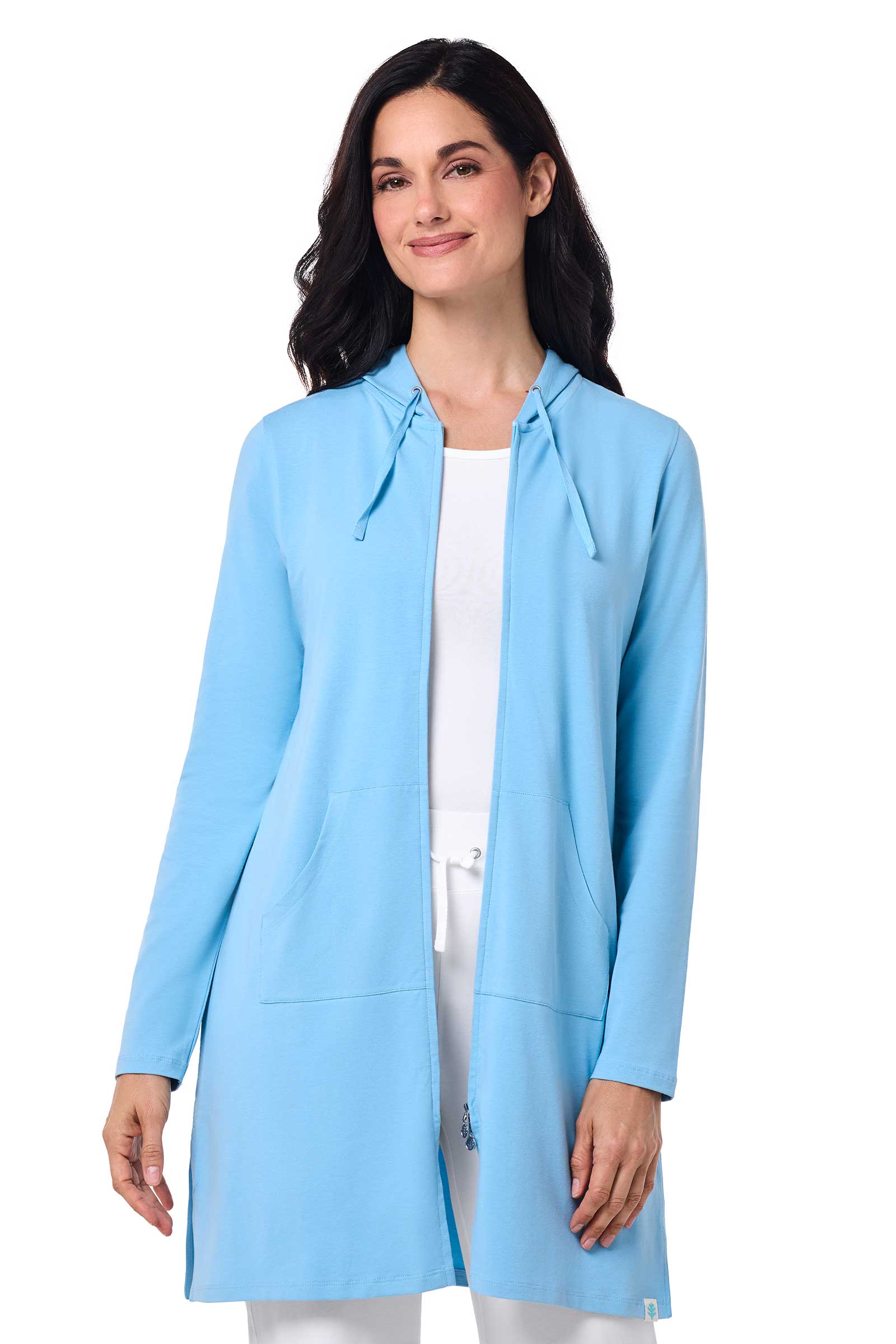 Women's Cabana Long Zip-Up Hoodie | Arctic Blue - Image 8