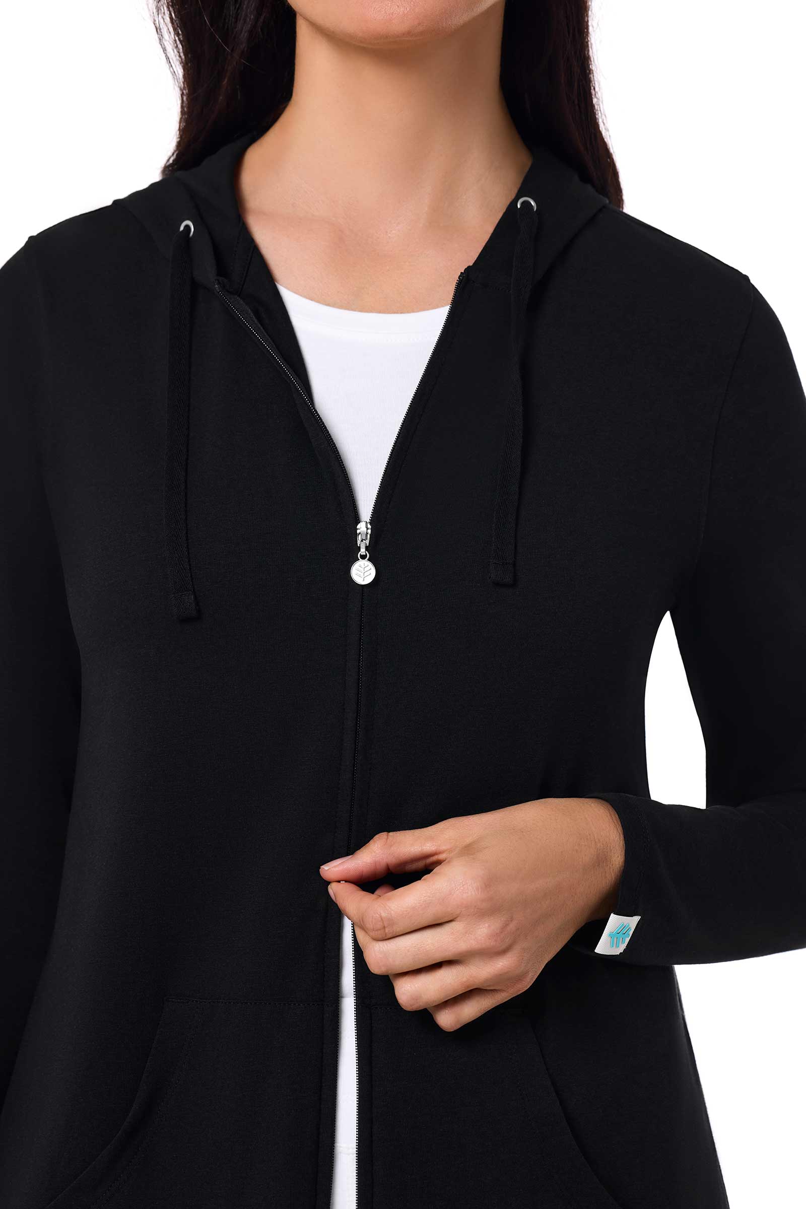 Women's Cabana Long Zip-Up Hoodie | Black - Image 8