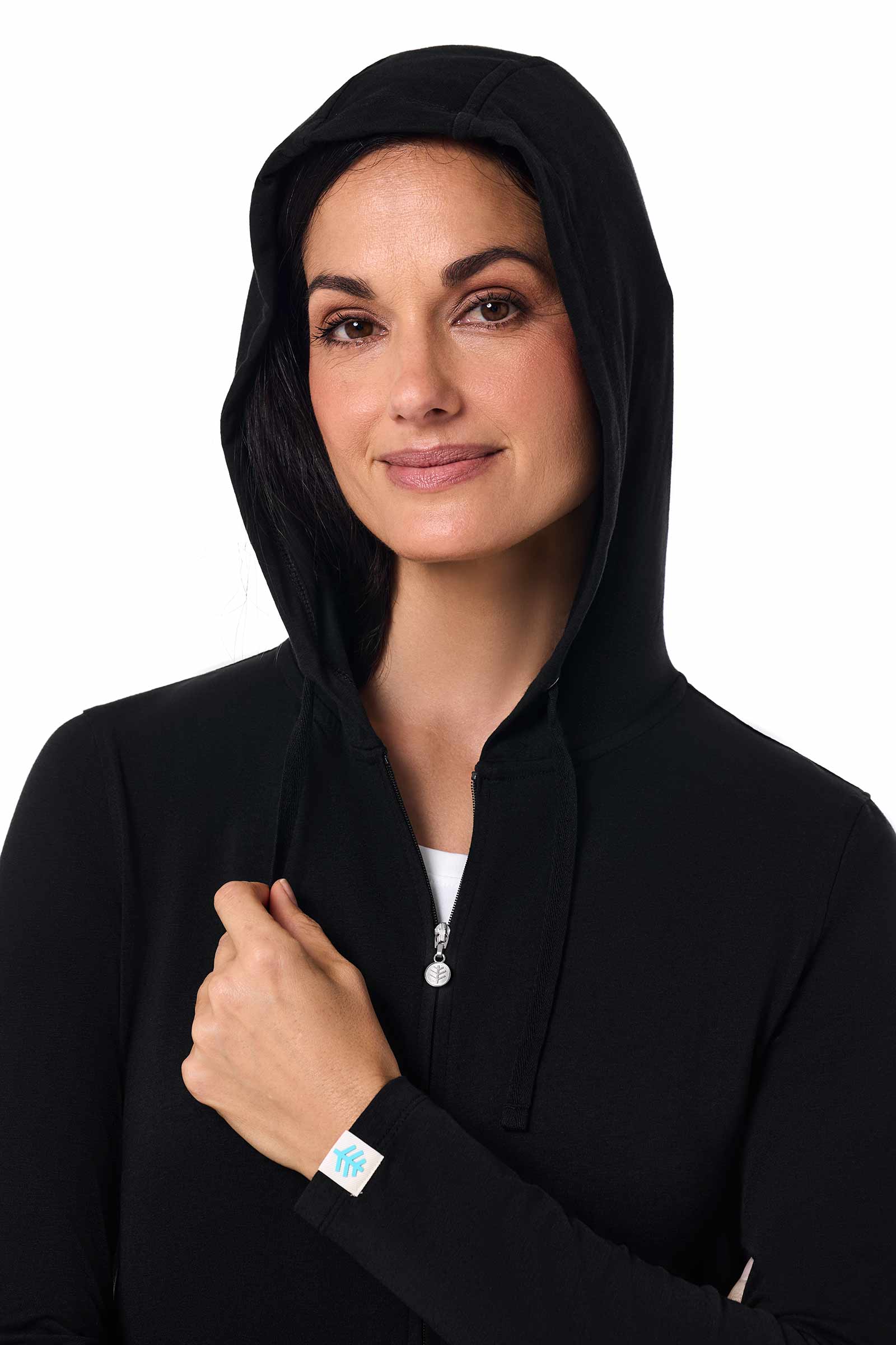 Women's Cabana Long Zip-Up Hoodie | Black - Image 9