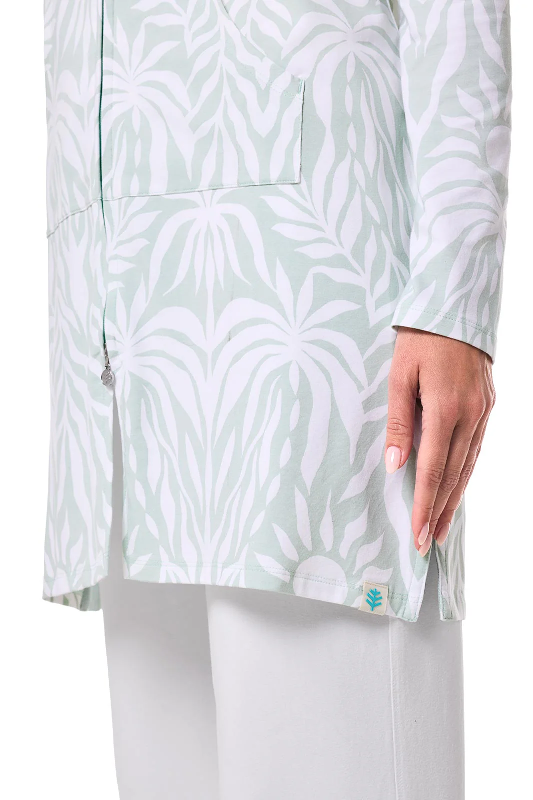 Women's Cabana Long Zip-Up Hoodie | Misty Aqua American Palm - Image 10