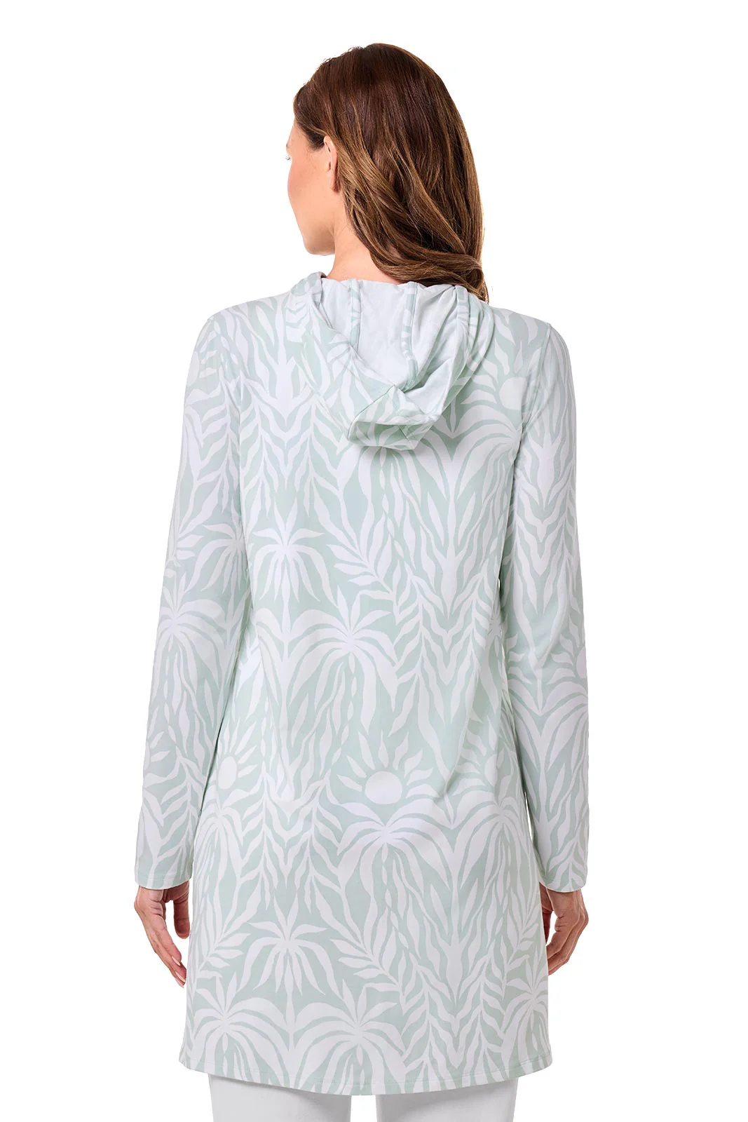 Women's Cabana Long Zip-Up Hoodie | Misty Aqua American Palm - Image 5