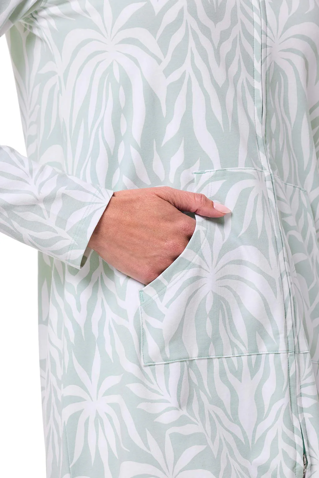 Women's Cabana Long Zip-Up Hoodie | Misty Aqua American Palm - Image 8
