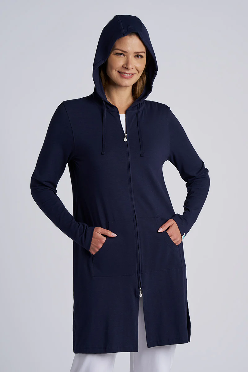 Women's Cabana Long Zip-Up Hoodie | Navy - Image 2