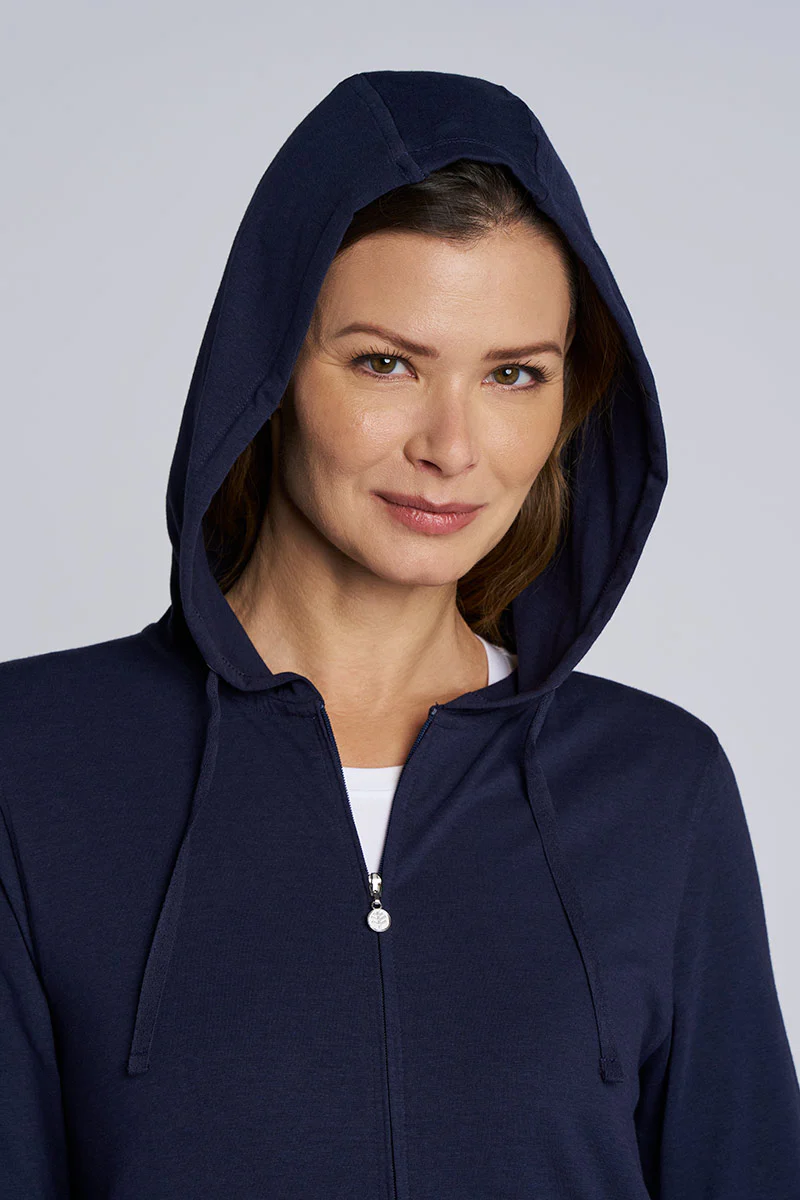 Women's Cabana Long Zip-Up Hoodie | Navy - Image 3