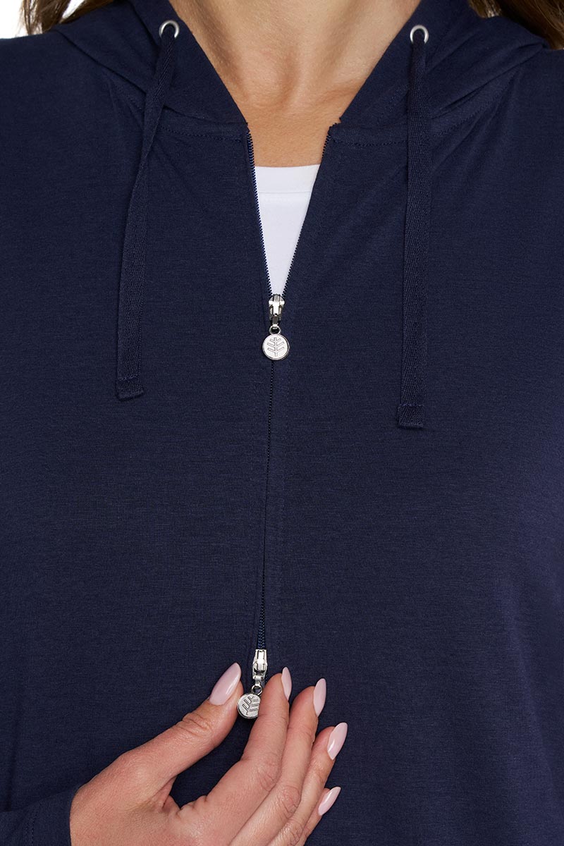 Women's Cabana Long Zip-Up Hoodie | Navy - Image 5