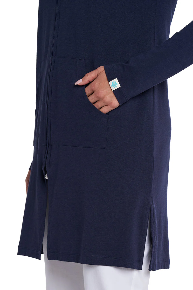 Women's Cabana Long Zip-Up Hoodie | Navy - Image 6