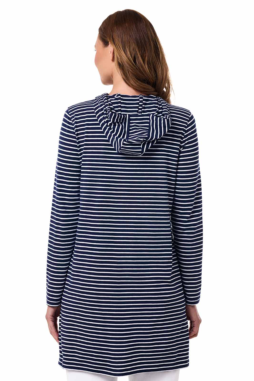 Women's Cabana Long Zip-Up Hoodie | Navy/White Stripe - Image 4