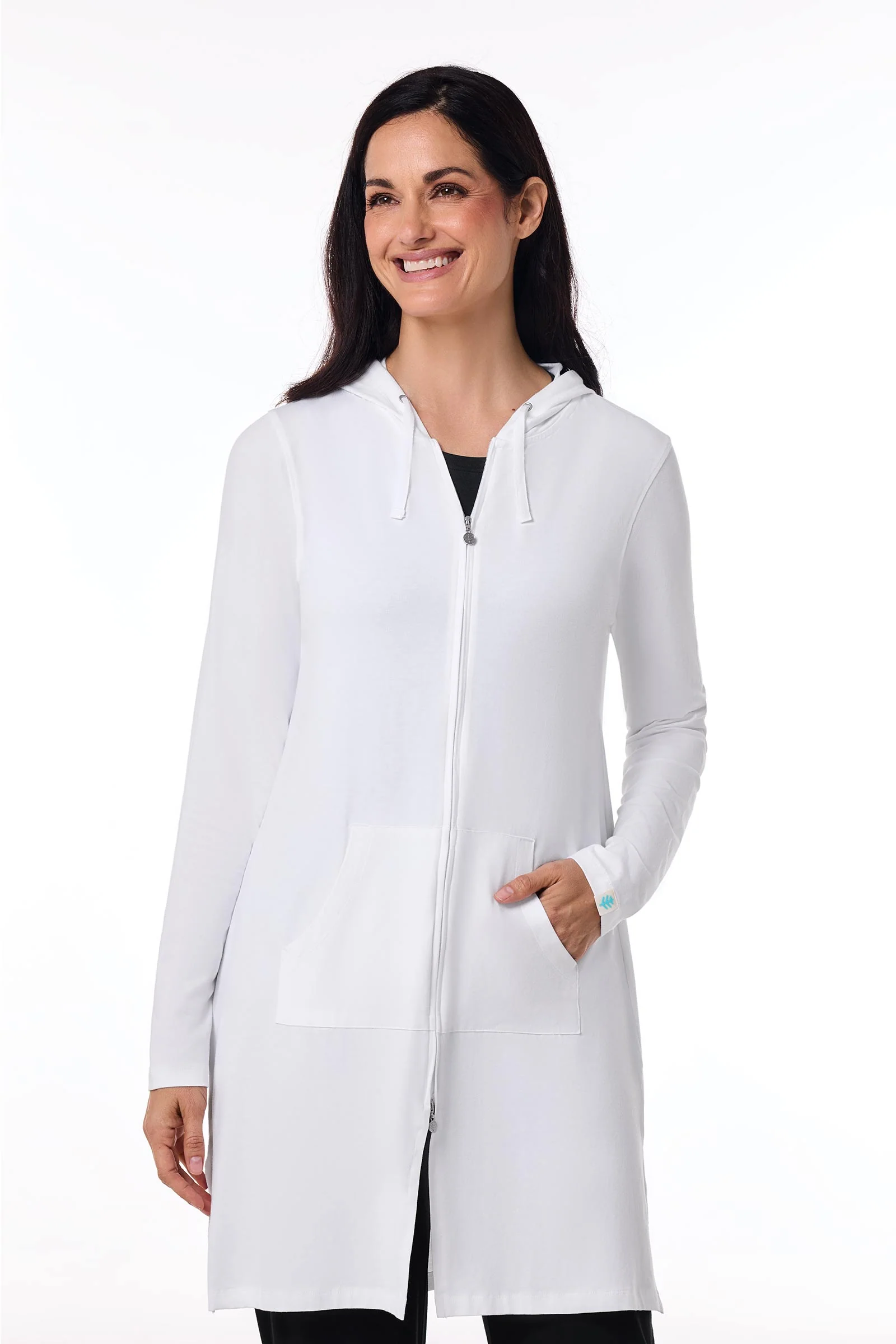 Women's Cabana Long Zip-Up Hoodie | White - Image 2