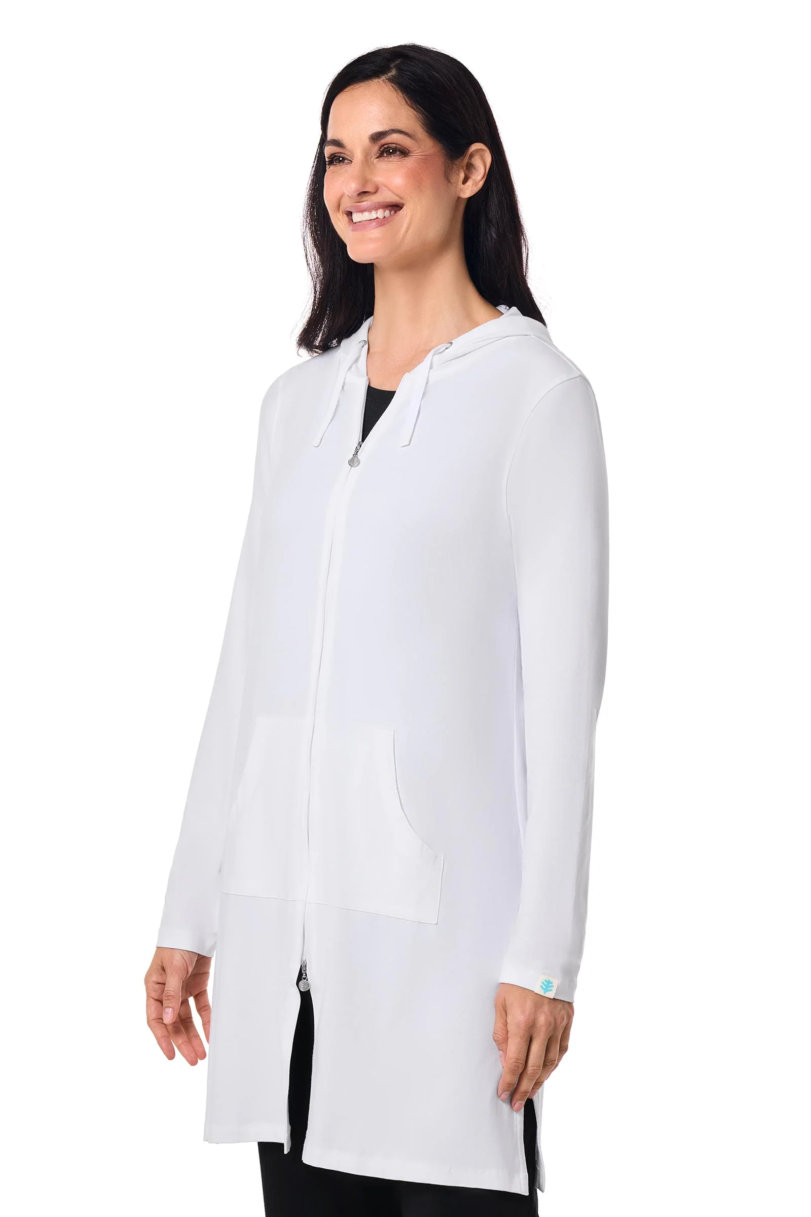 Women's Cabana Long Zip-Up Hoodie | White - Image 3