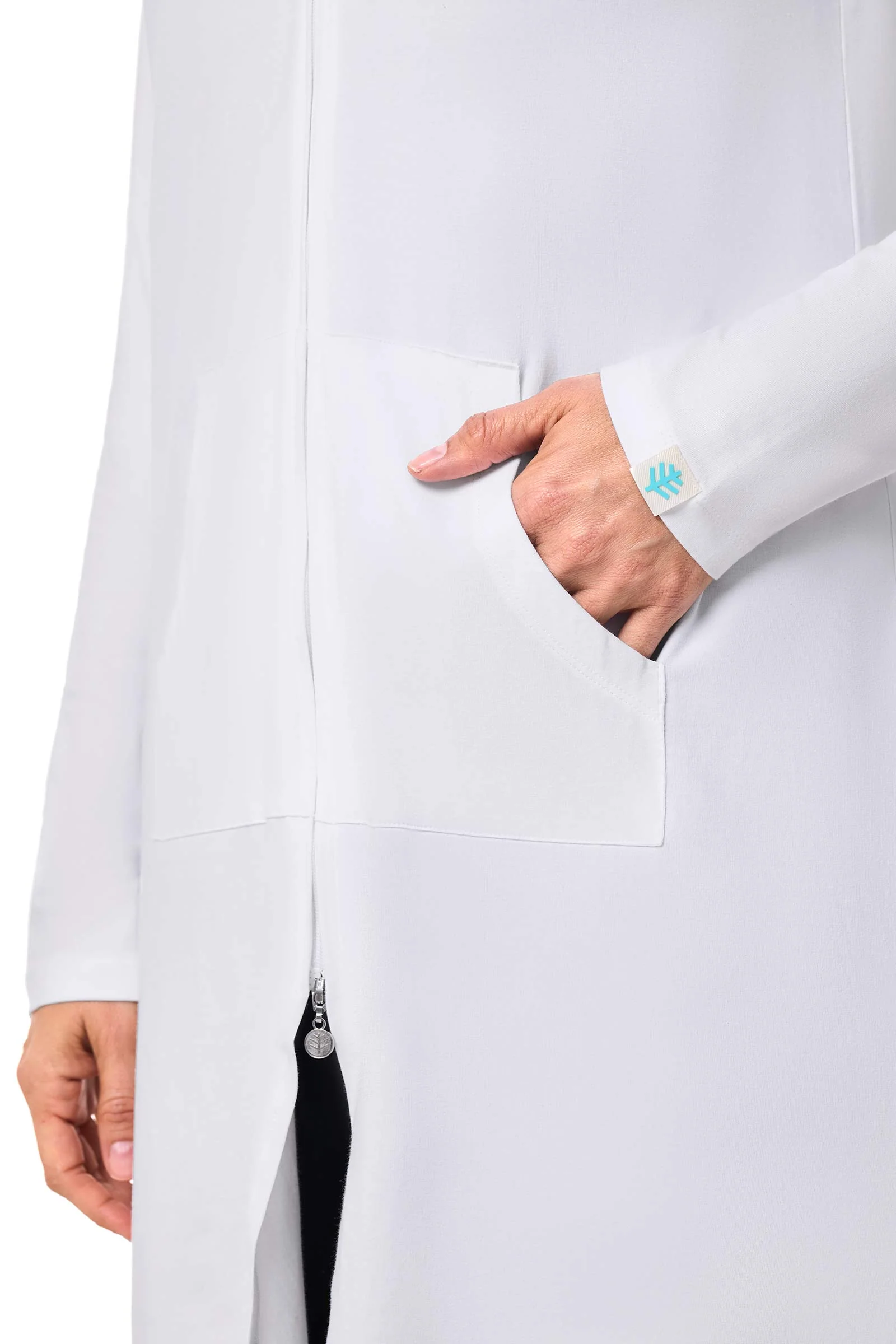 Women's Cabana Long Zip-Up Hoodie | White - Image 5