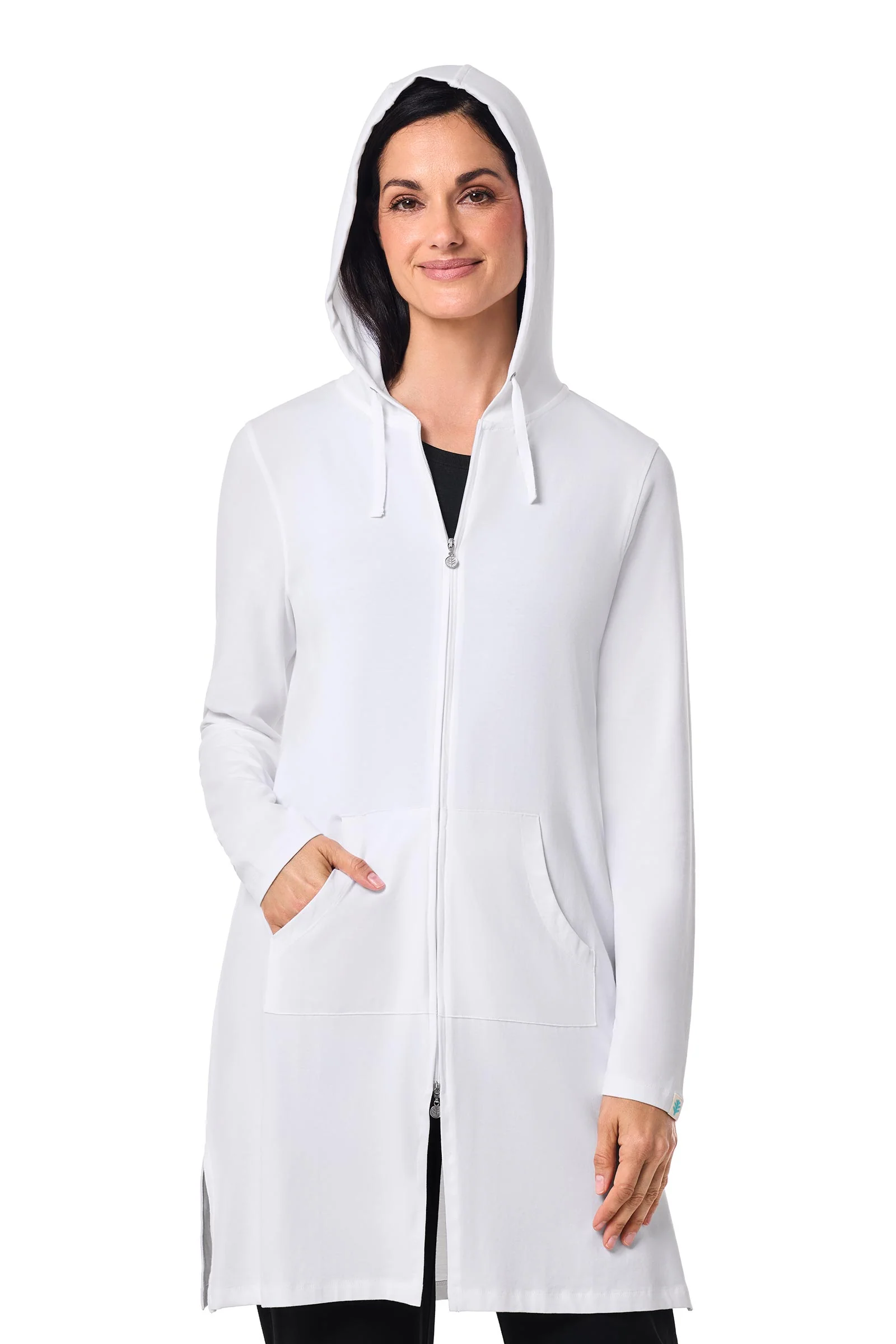Women's Cabana Long Zip-Up Hoodie | White - Image 7