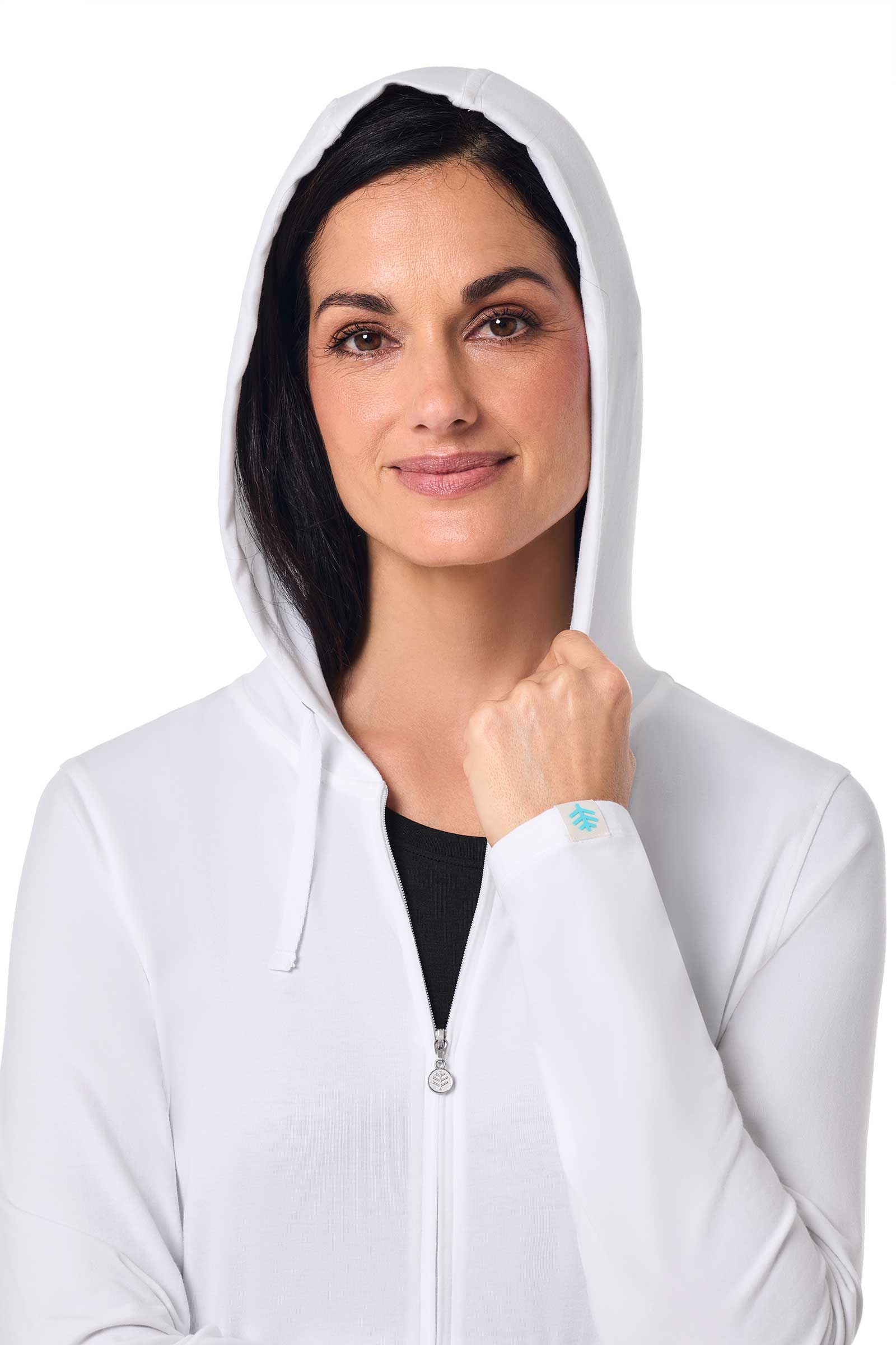 Women's Cabana Long Zip-Up Hoodie | White - Image 8