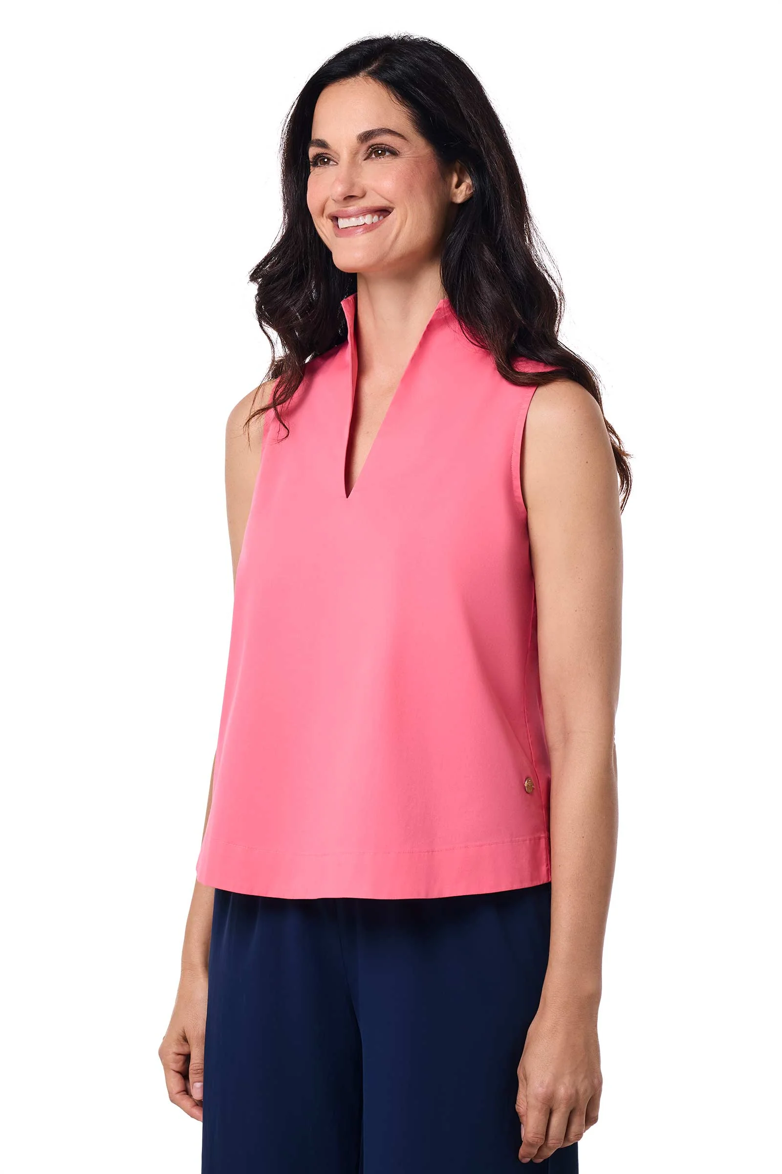 Women's Cape Coral Stand Collar Blouse | Sunkist Coral - Image 2