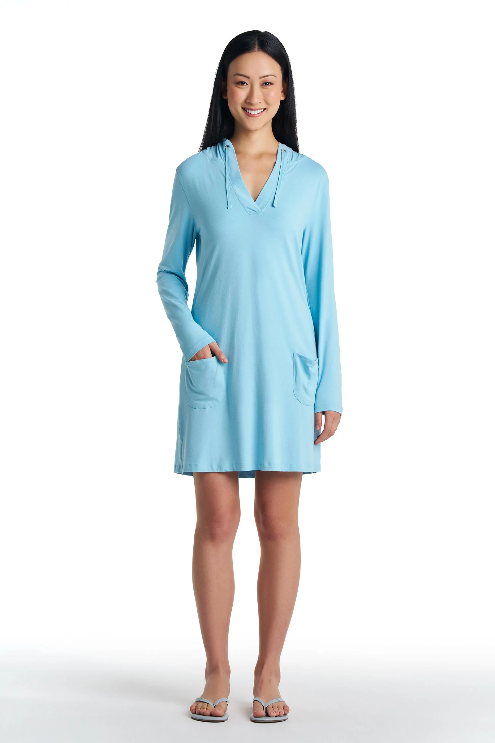 Women's Catalina Cover-Up Dress with Pockets | Arctic Blue - Image 3
