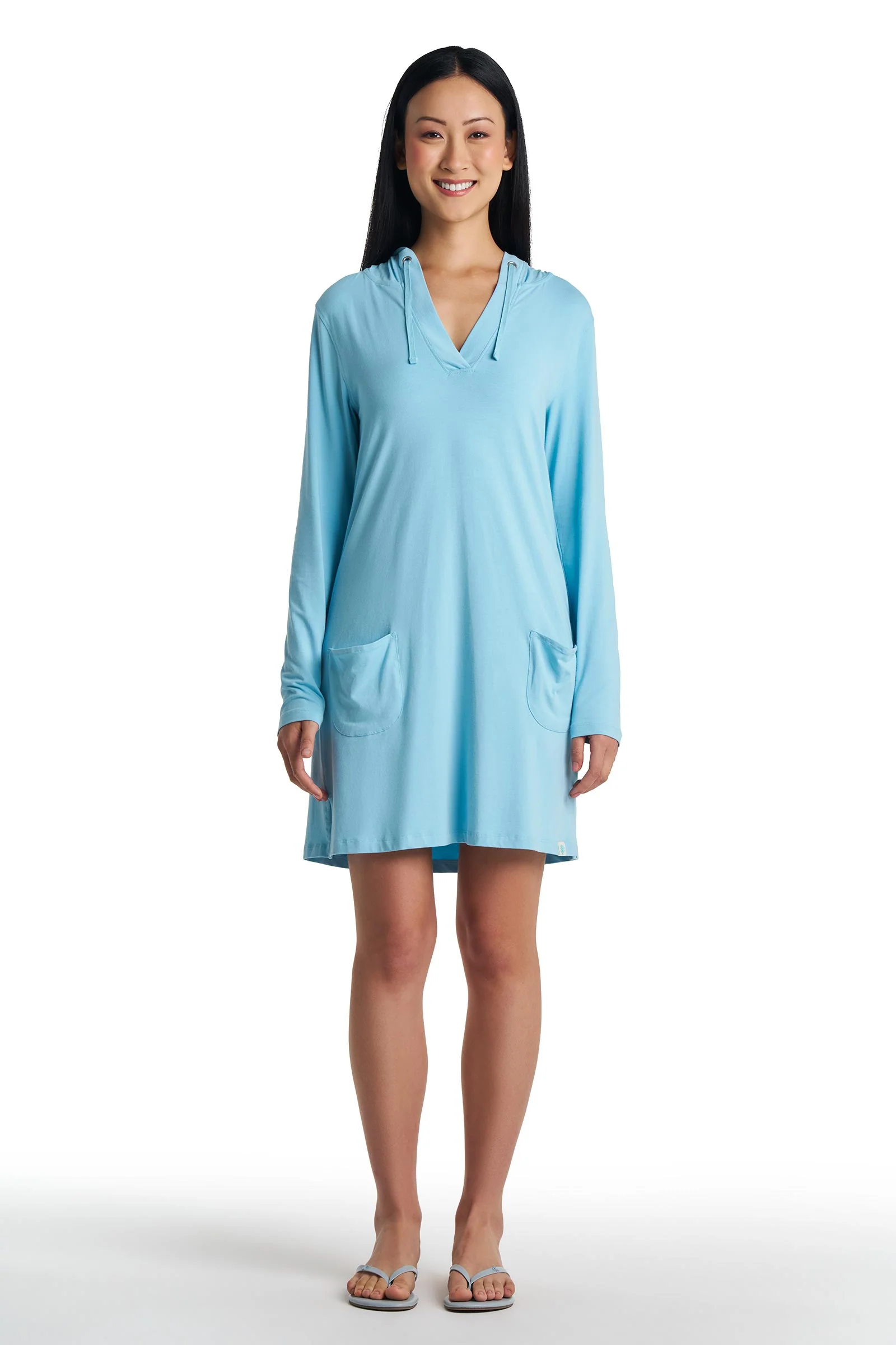 Women's Catalina Cover-Up Dress with Pockets | Arctic Blue - Image 4