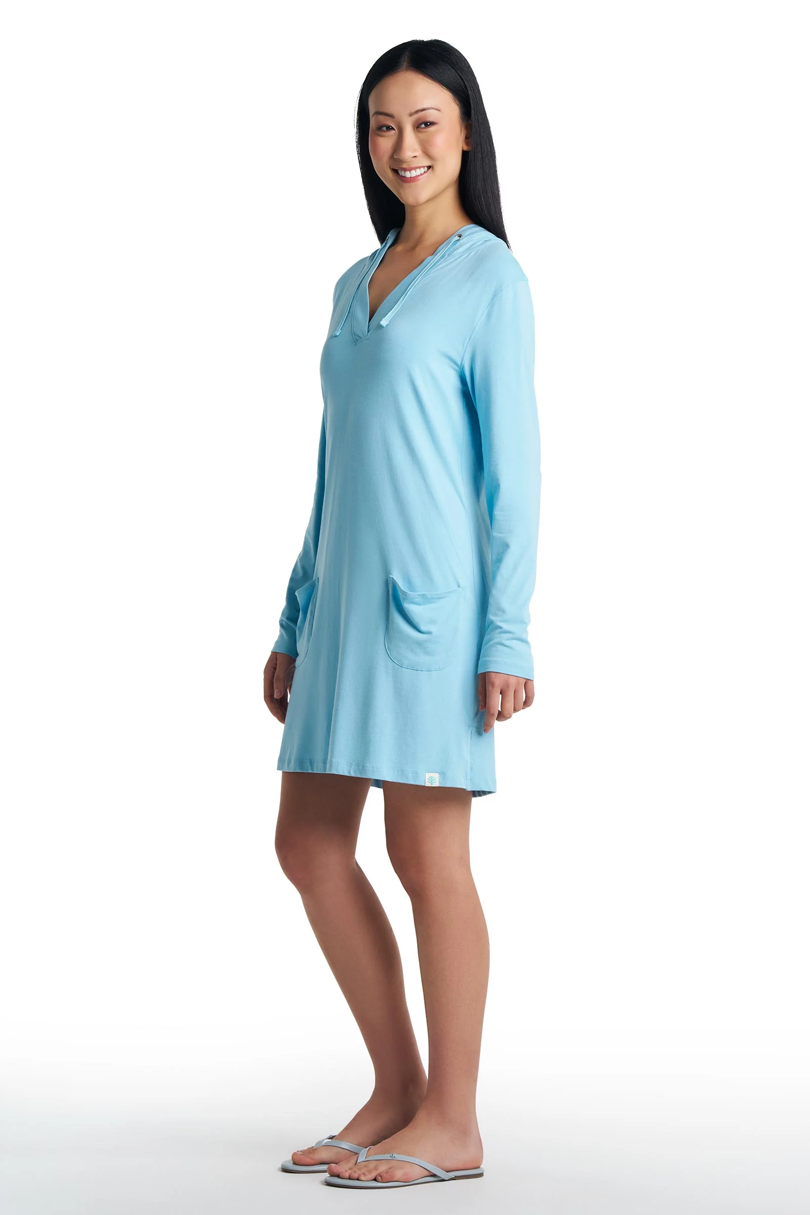Women's Catalina Cover-Up Dress with Pockets | Arctic Blue - Image 5