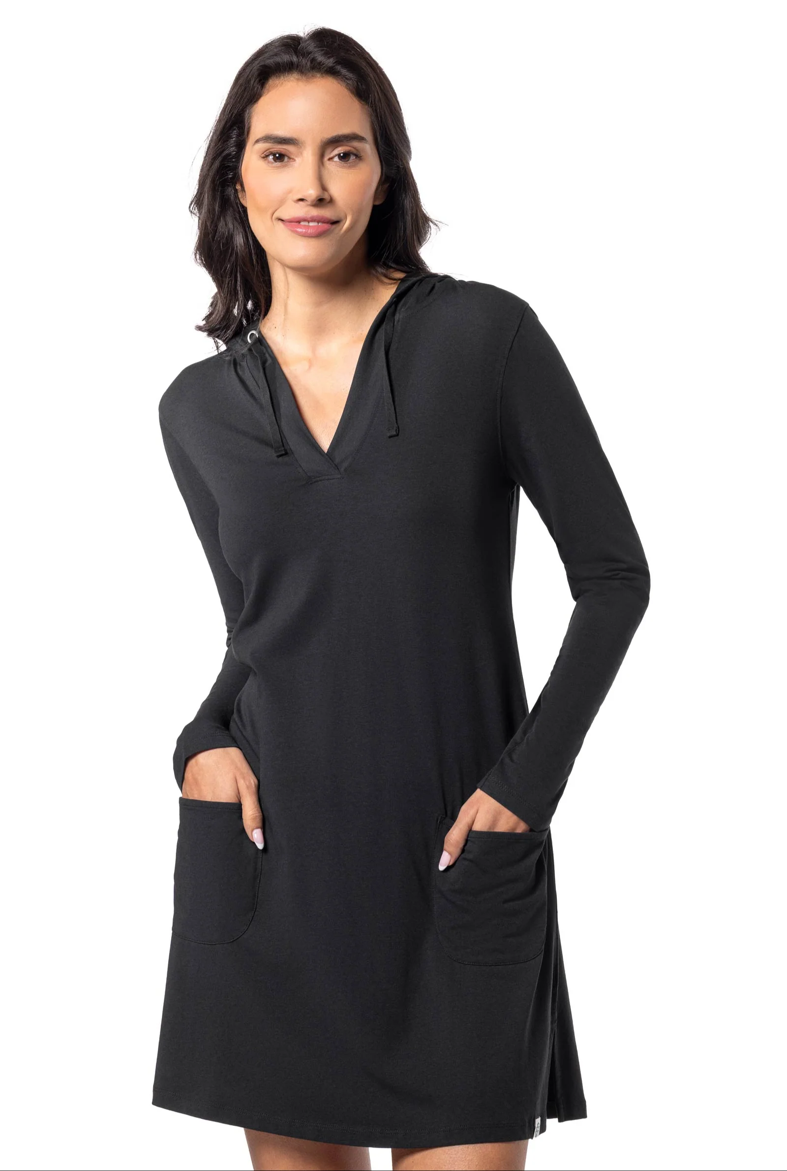 Women's Catalina Cover-Up Dress with Pockets | Black - Image 4